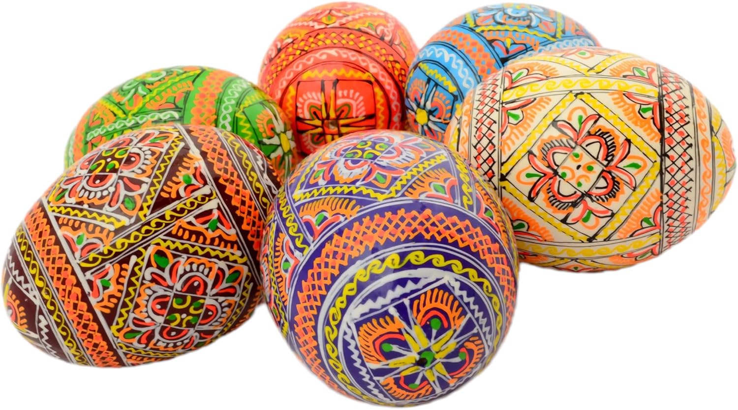 Easter Painted Eggs Wooden Ukrainian Pysanky Pysanka. Polish Pisanki. Czech Kraslice. Set of 6