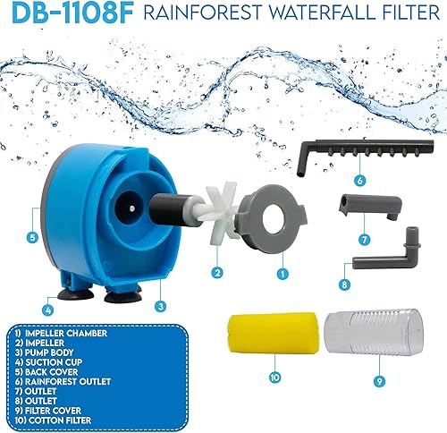 Miniatura 3 de Aqua Dream Bomba sumergible de 185 GPH (700LH, 8W) Bomba de agua con filtro interno ultra silenciosa 3 en 1 para estanque, acuario, pecera, fuente,