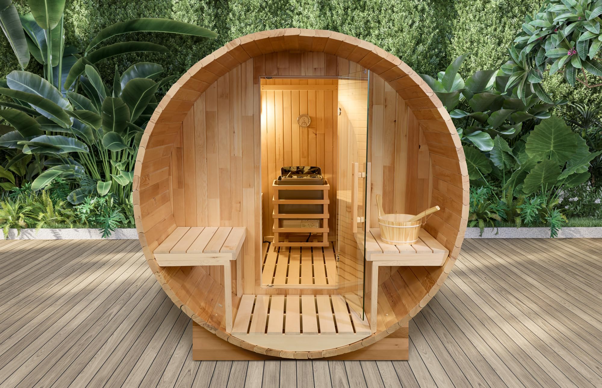 GLOBAL RELAX DHARANI S6 Sauna extérieur vapeur 6 personnes Radio USB Bluetooth