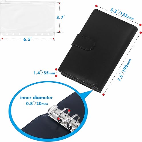 Miniatura 4 de Carpeta de presupuesto de piel sintética con 40 páginas de papel de relleno de hojas sueltas, carpeta de anillos de acero inoxidable, 6 bolsas con