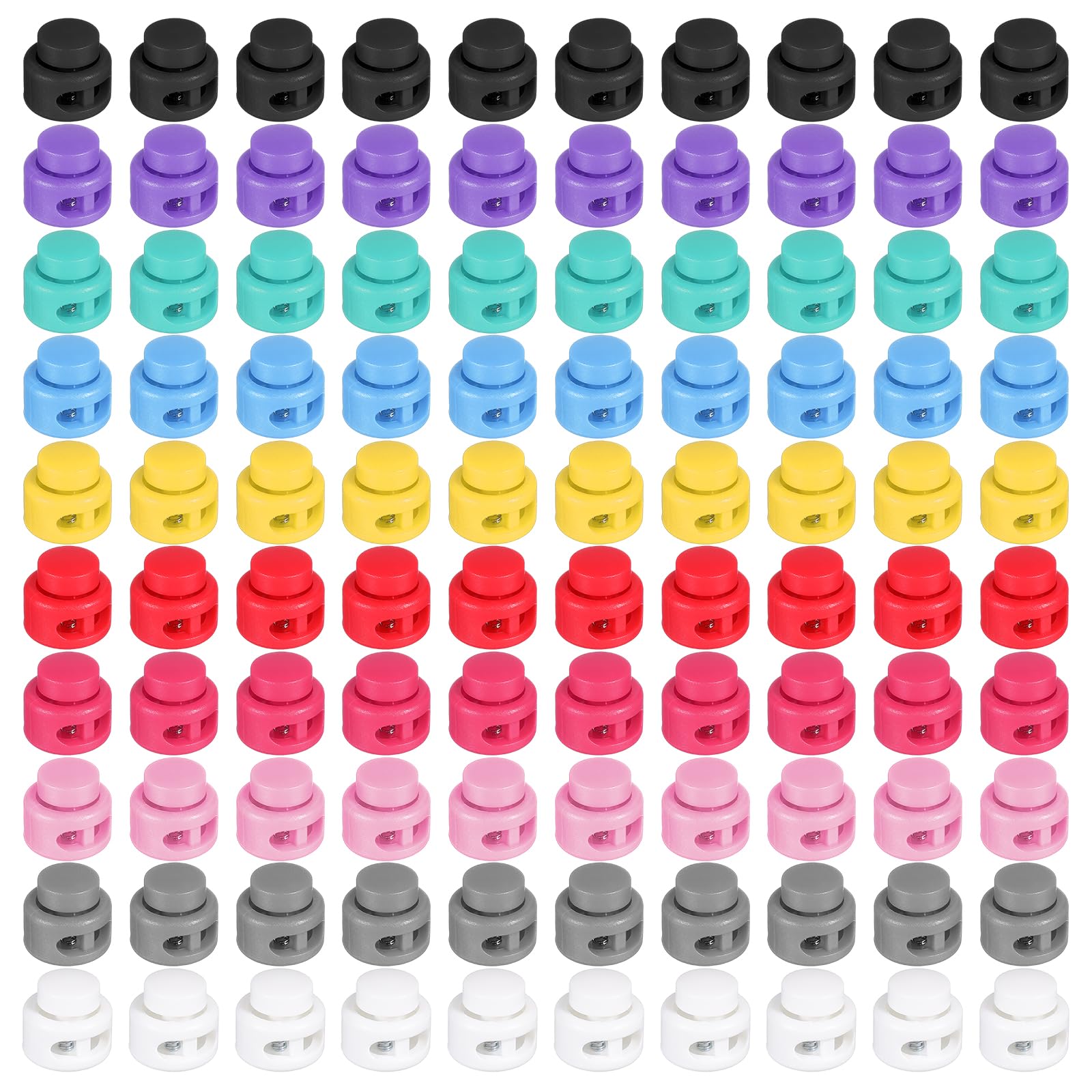 100 Pcs Cord Locks, Double Hole Toggles for Drawstrings Shoe Lace Tie Locks