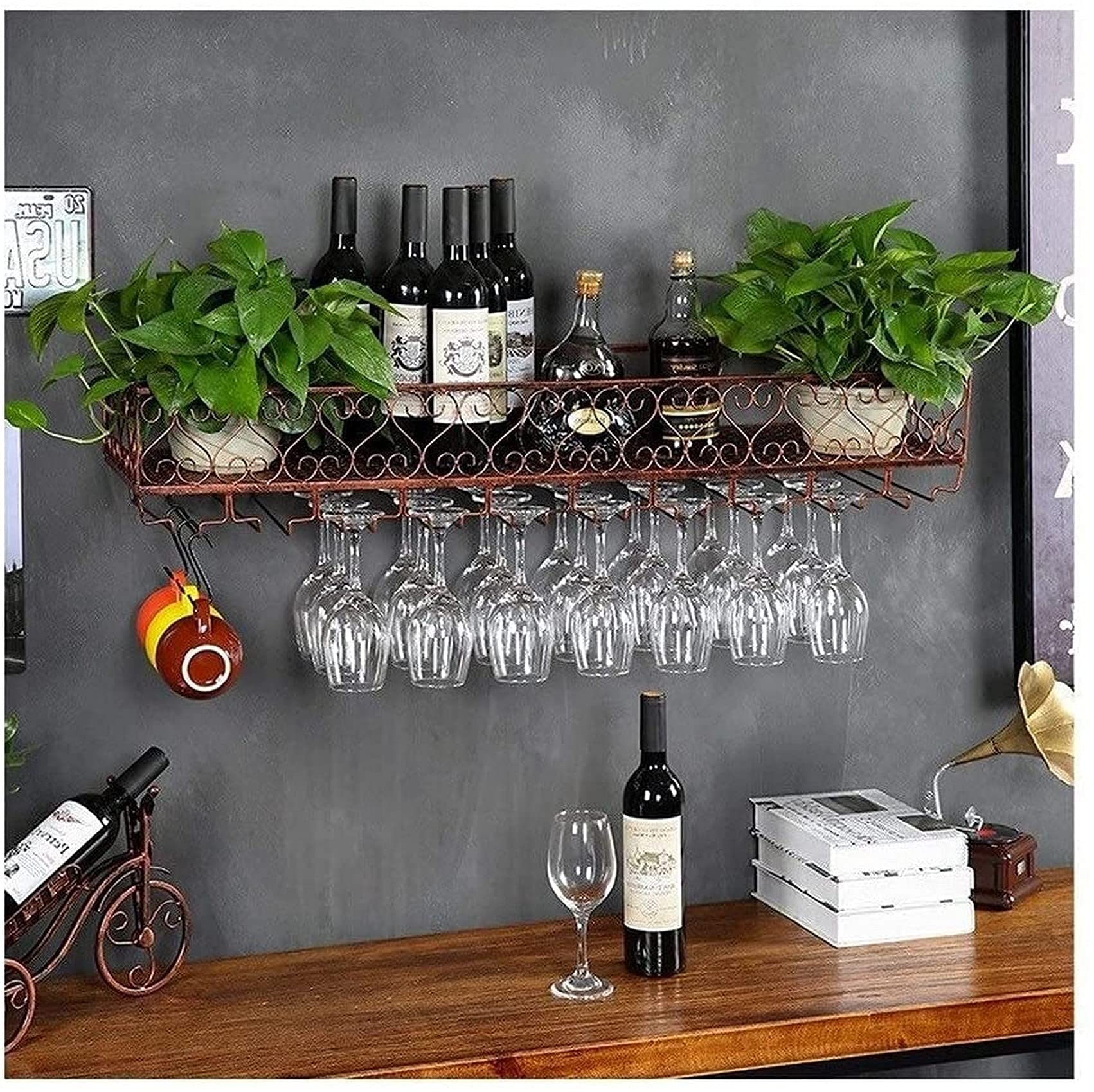Casier à vin créatif suspendu en fer forgé au design haut de gamme