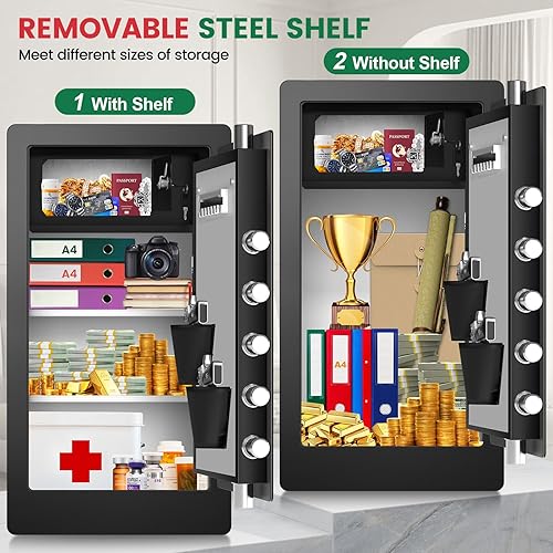 Miniatura 6 de Caja de seguridad biométrica resistente de 8.5 pies cúbicos, caja fuerte para el hogar, resistente al agua, seguridad de documentos grandes con