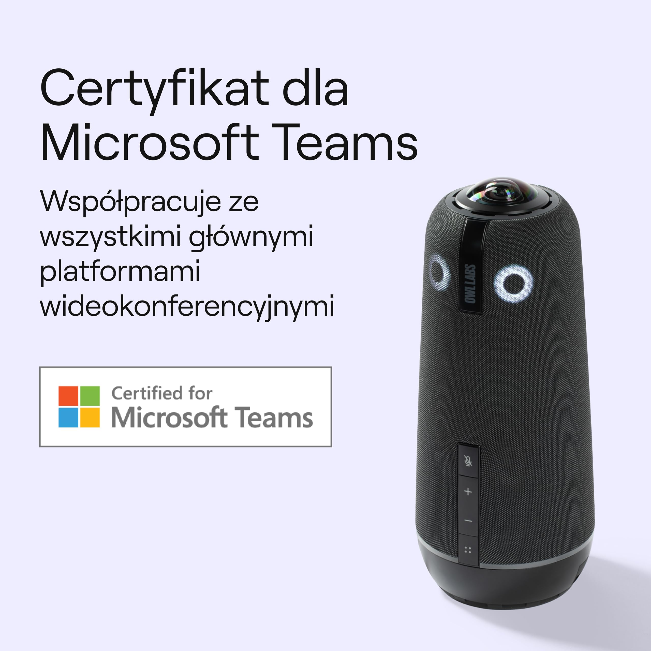 Owl Labs Meeting Owl 4+ 360° 4K Inteligentna Kamera do Wideokonferencji z Mikrofonem i Głośnikiem (Auto-fokus mówcy, Inteligentne przybliżanie, Redukcja szumów, Certyfikowana Microsoft Teams)
