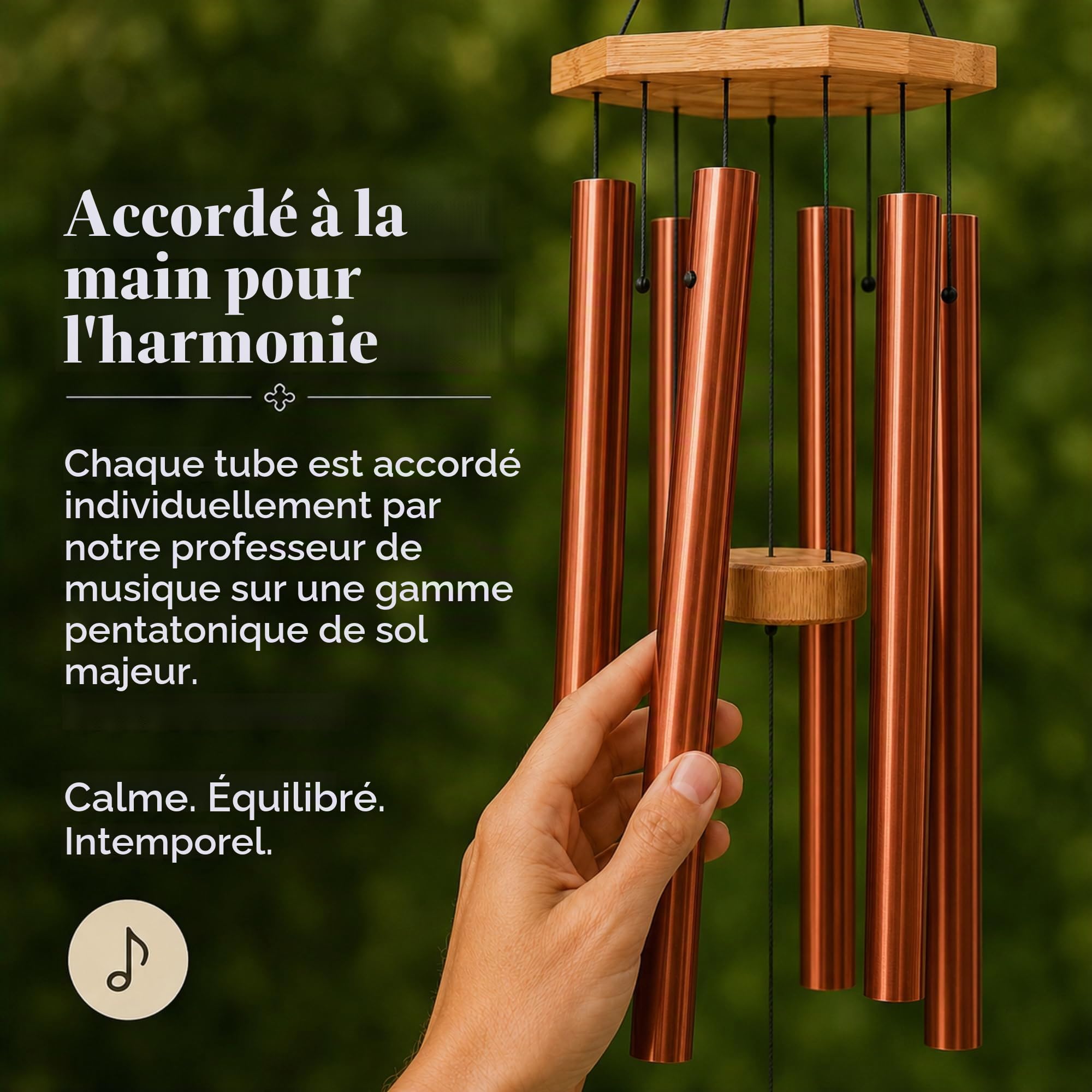 UpBlend Outdoors Carillon éolien pour extérieur – Carillon éolien Rouge cuivré de 73,7 cm pour l'extérieur, Carillon à Vent Zen pour l'extérieur, Carillon à Vent décoratif pour Maman, Grand-mère