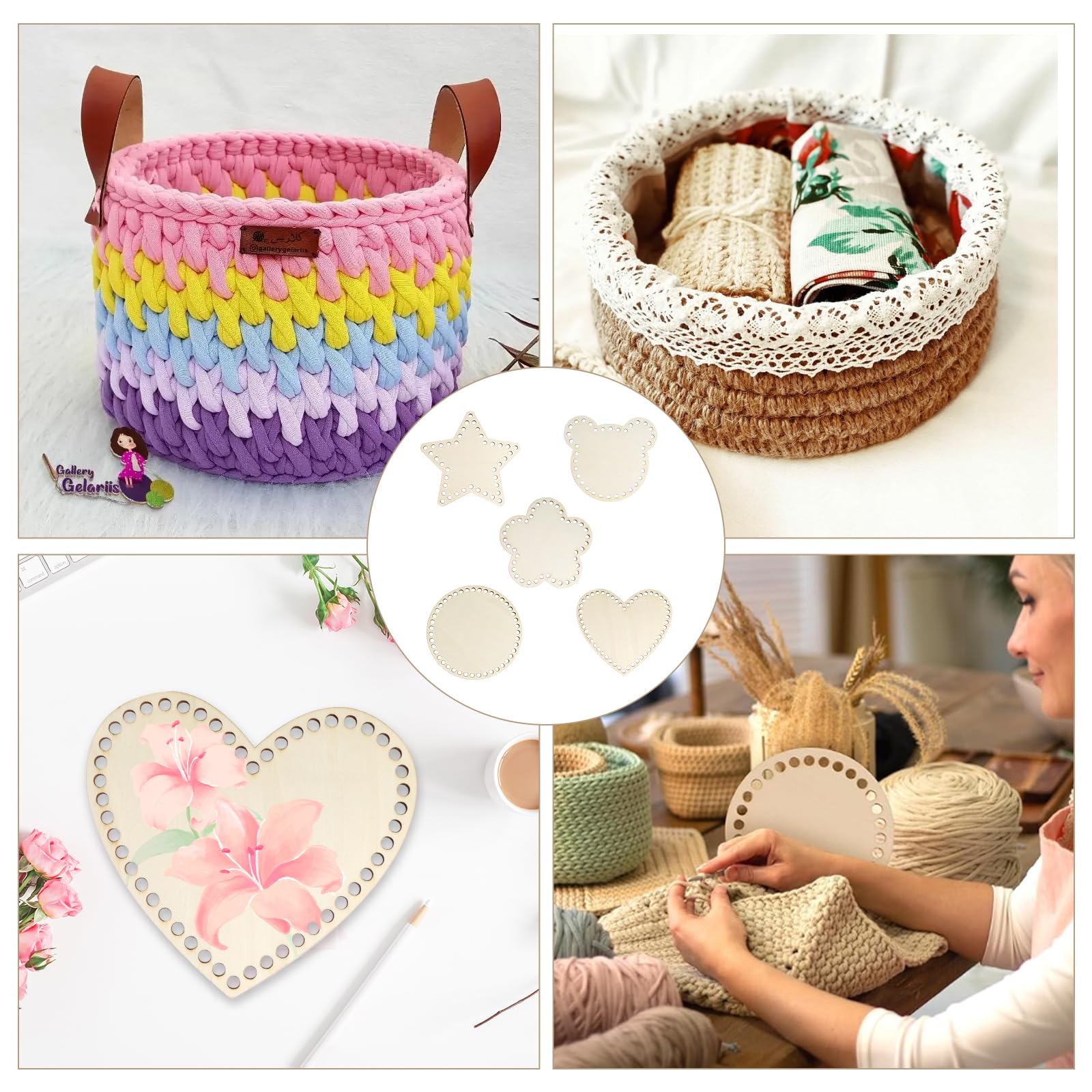 15x15cm Crochet Basket Base - Plywood Bottom For DIY Cotton Cord Basket Making