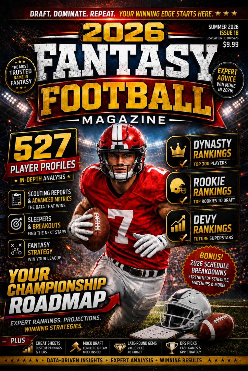 2026 Fantasy Football Magazine: The Complete NFL Fantasy Football Guide with All 527 Player Profiles, Dynasty Rankings, Rookie Rankings, Devy ... Reports (2026 NFL Fantasy Football Series)