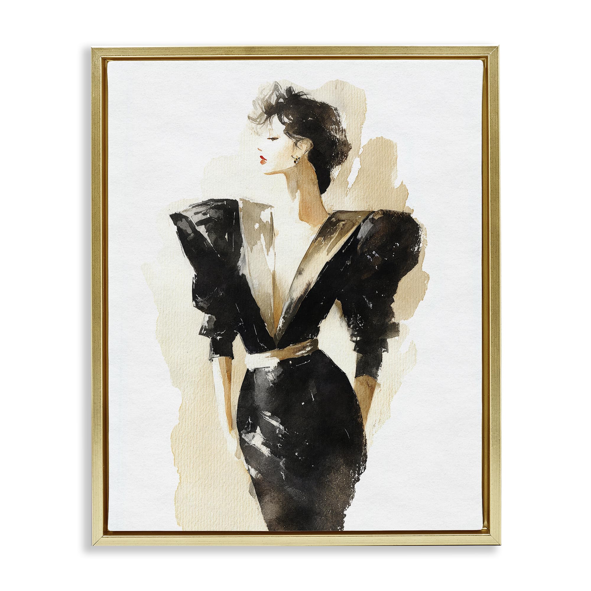 Stupell Industries Glamour Lady Velvet Attitude 'Timeless Velvet Attitude', Floating Frame Canvas Art, Gold, 17 X 21 Inches, Easy To Hang And Sturdy, Made In Usa, By Svetlana Aleynikova