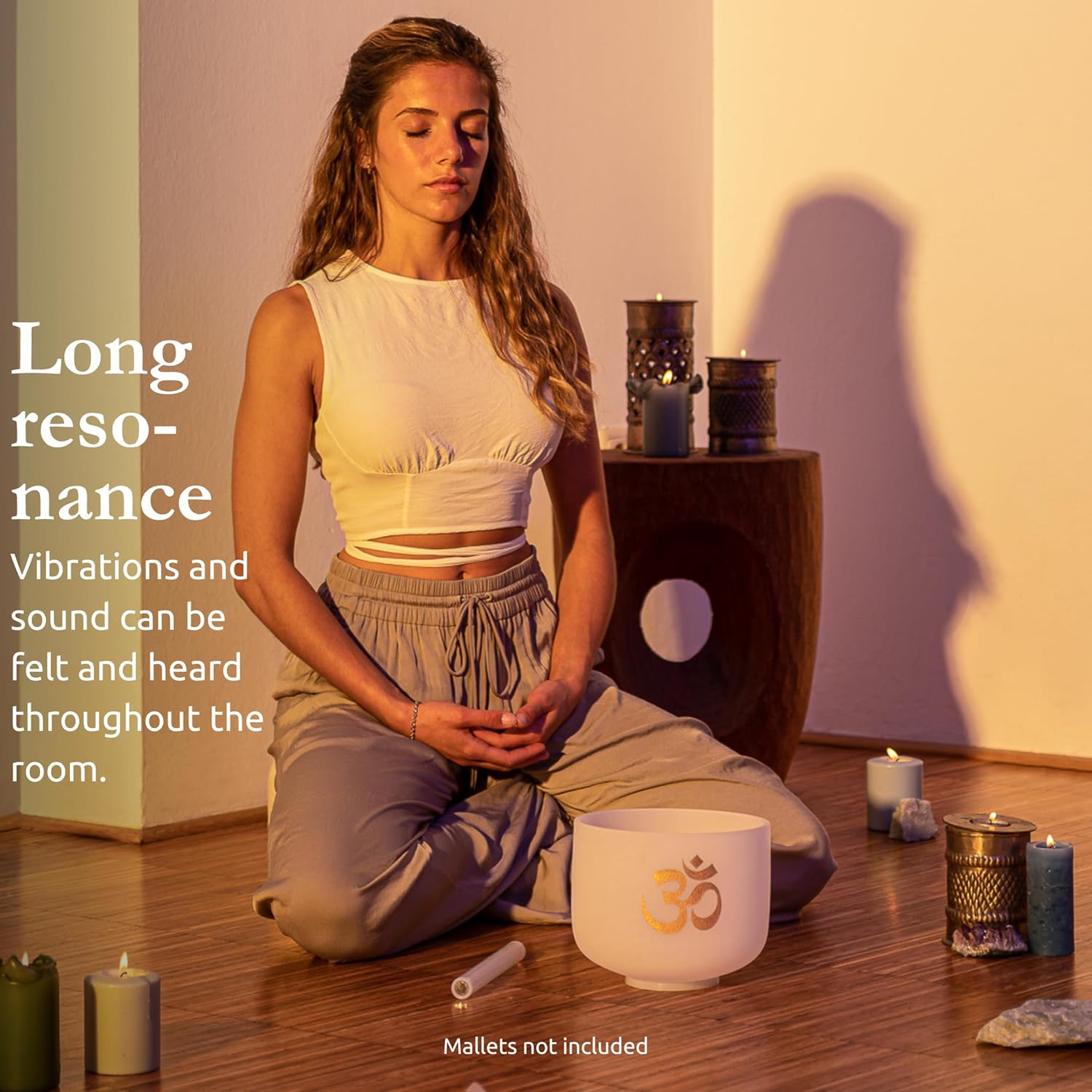Meinl Sonic Energy Crystal Singing Bowl 8" C#5 Note Om High-purity Quartz — for Meditation, ASMR, Sound Therapy, Yoga
