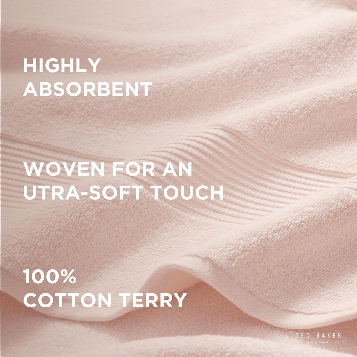 Ted Baker Bath Towel - 1 Piece - 100% Cotton - Soft, Highly Absorbent, 30" x 56", Blush Pink