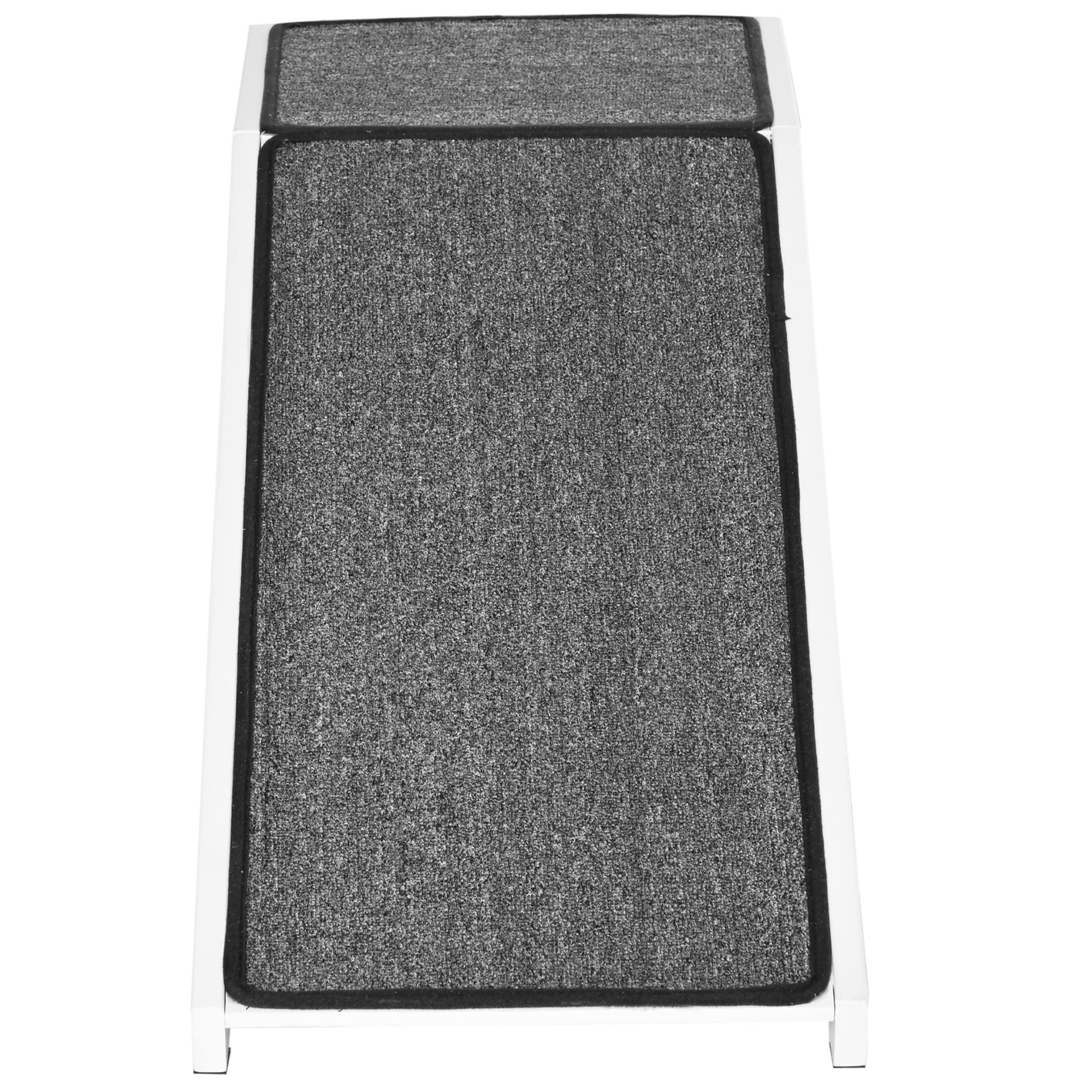 PawHut Rampe pour Animaux de Compagnie avec Tapis antidérapant échelle pour Animaux de Compagnie Rampe pour Chiens jusqu'à 30 kg Bois de pin Polyester Blanc+Gris 125 x 40 x 35,5 cm