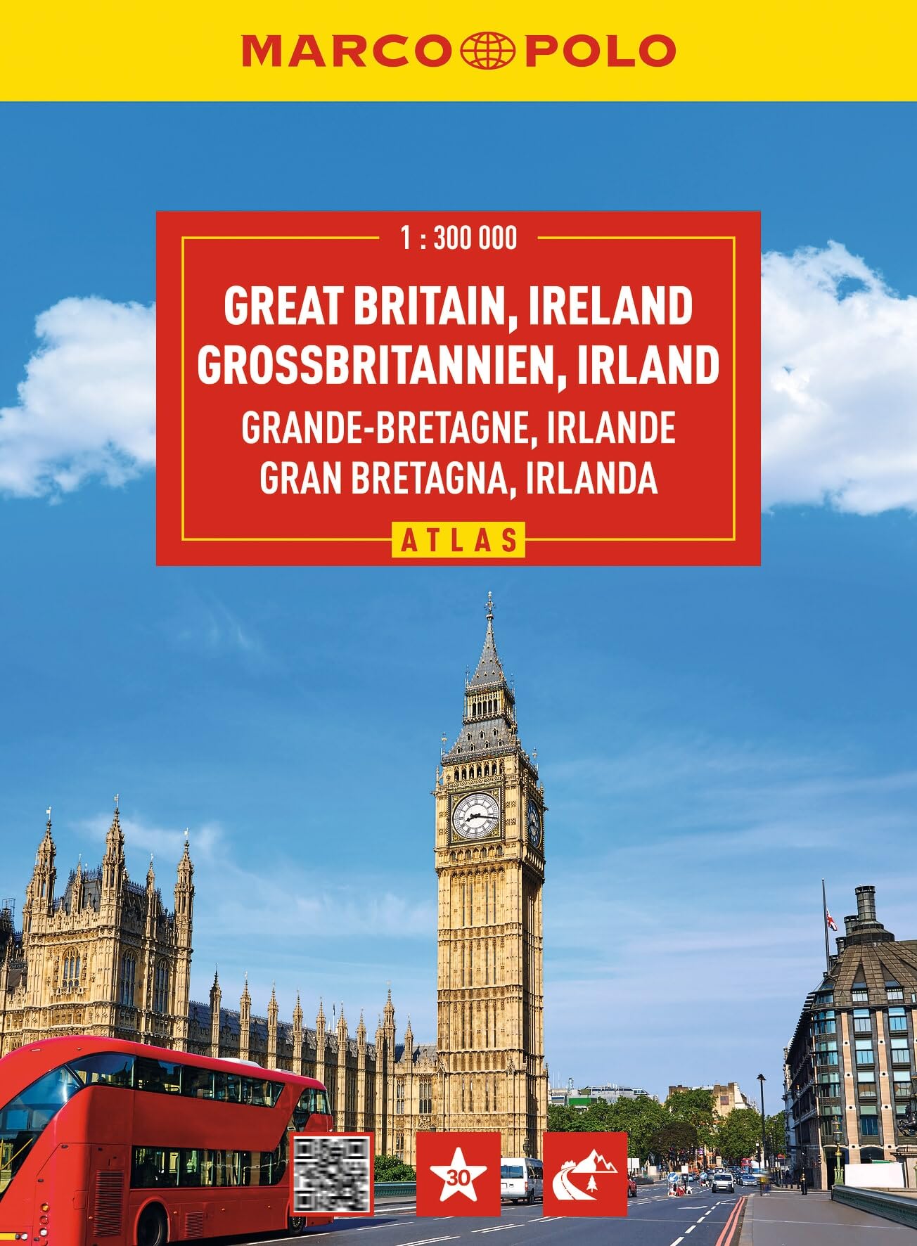 MARCO POLO Reiseatlas Großbritannien, Irland 1:300.000: Straßenatlas und Autoatlas mit Europa in 1:4,5 Mio. Spiralbindung