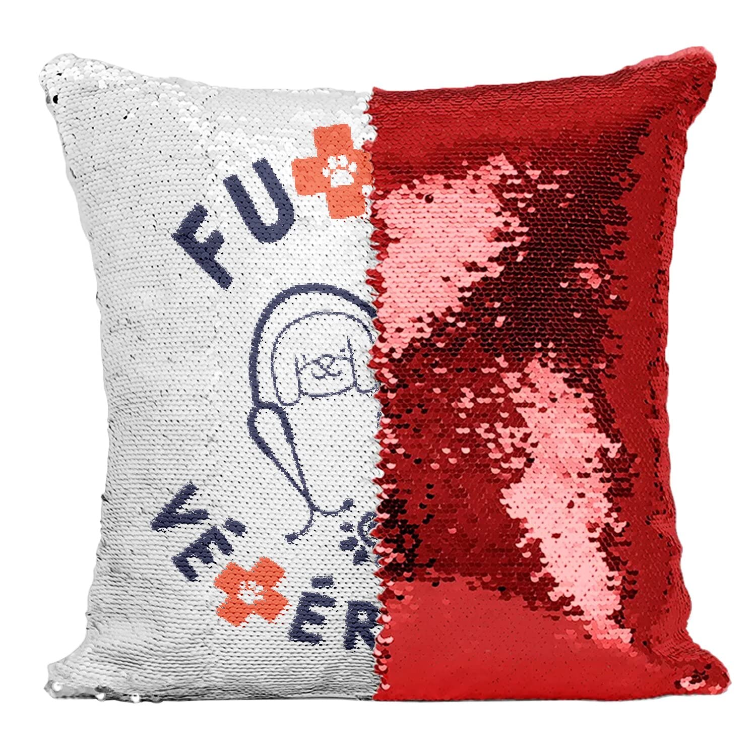 Coussin Sequin Rouge Future Vétérinaire : Idée Cadeau Originale Métier Santé