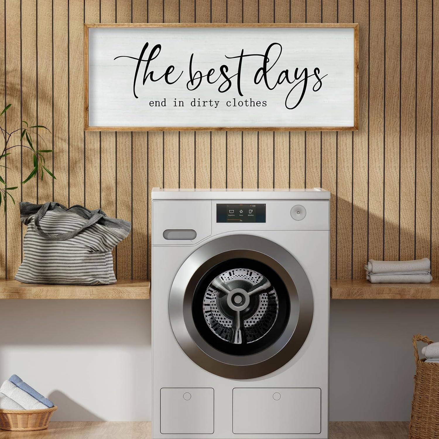 Laundry Room Wall Decor 40×15 Inch Inspirational Quote for Farmhouse Bathroom Shower Room above the Sign Rustic Bathtub Plaque Funny Horizontal Large Art (Wood)