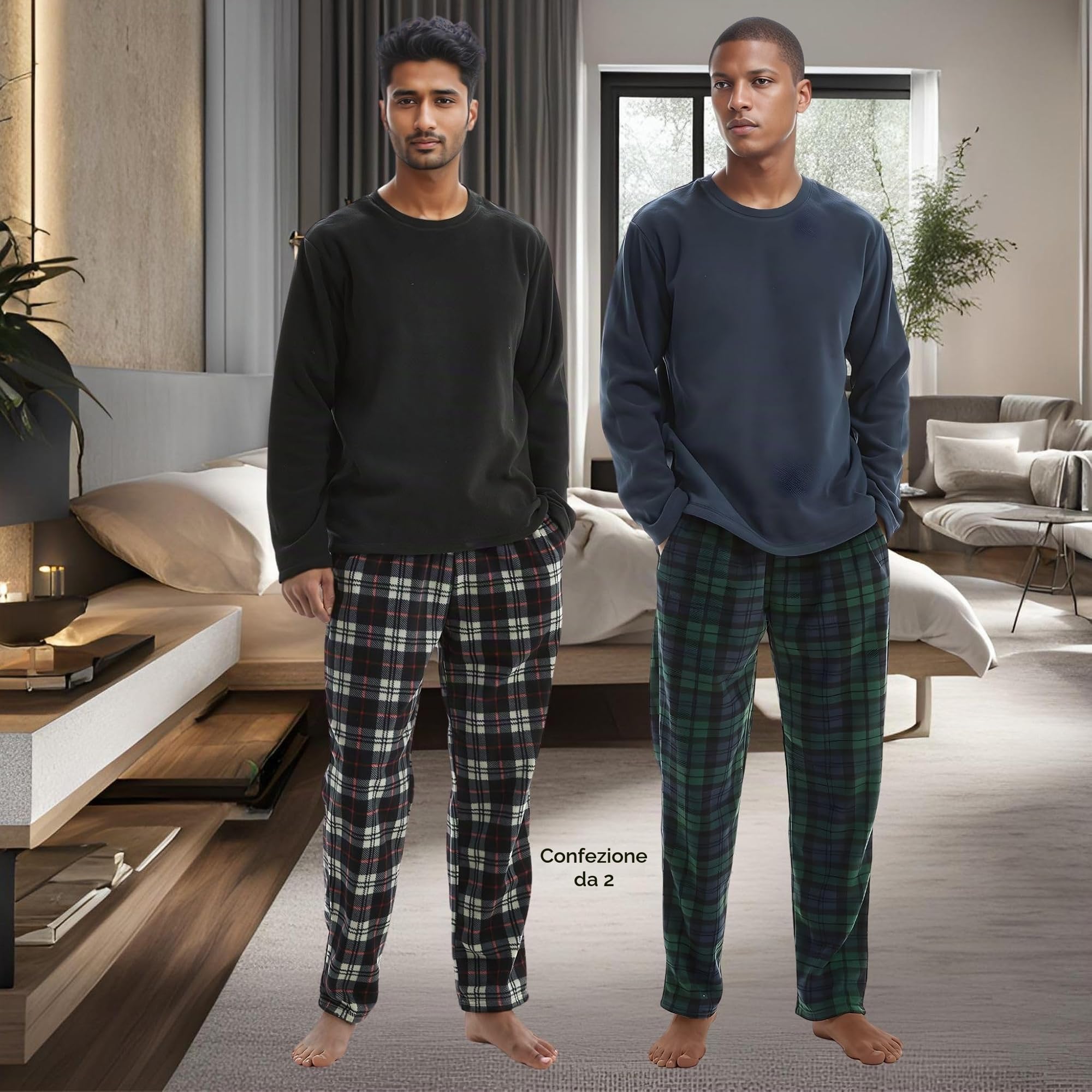 Set Pigiama Termico da Uomo, Caldo Pile Polare, Abbigliamento da casa