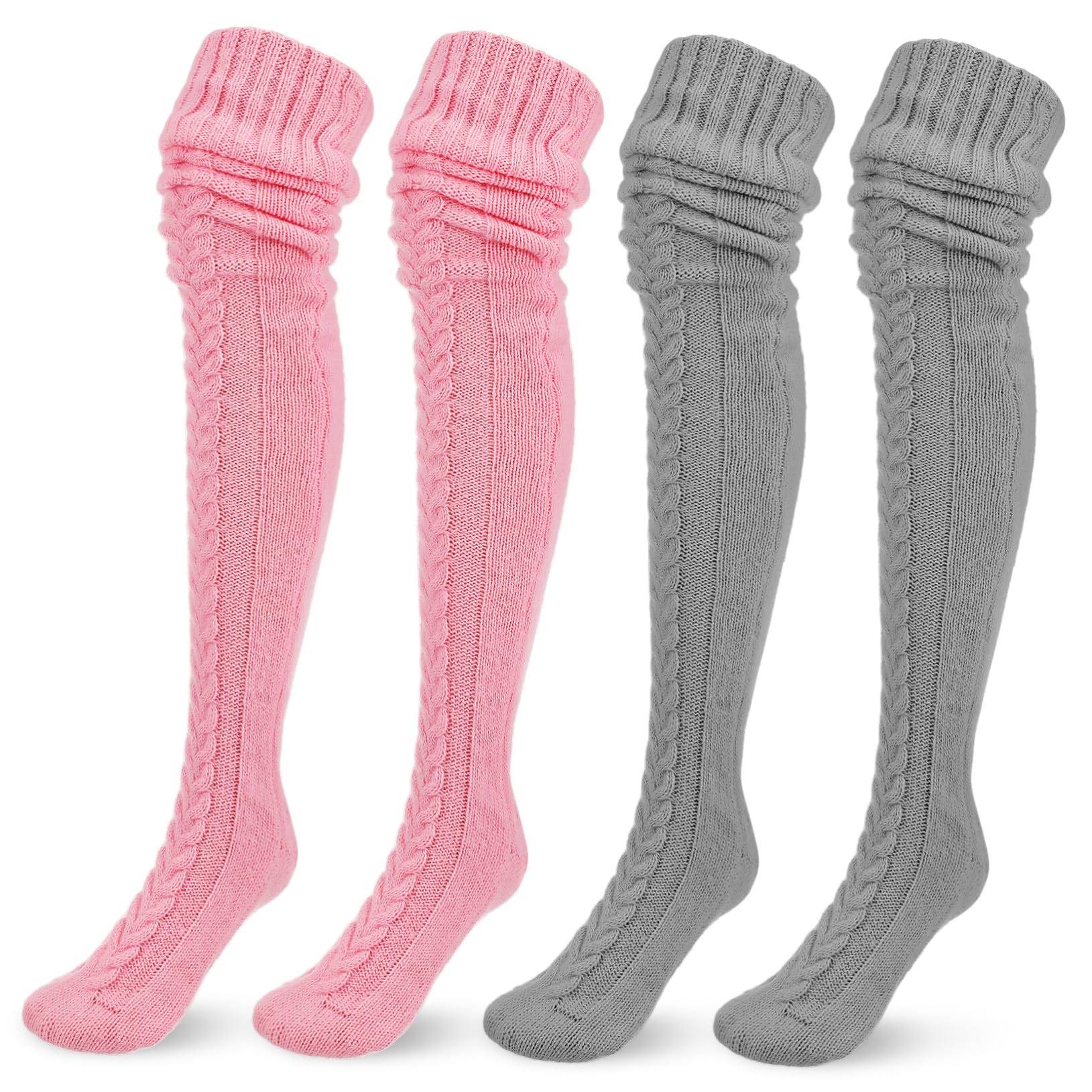 2 Paires de Chaussettes Hautes pour Femmes en Tissu, Maillot