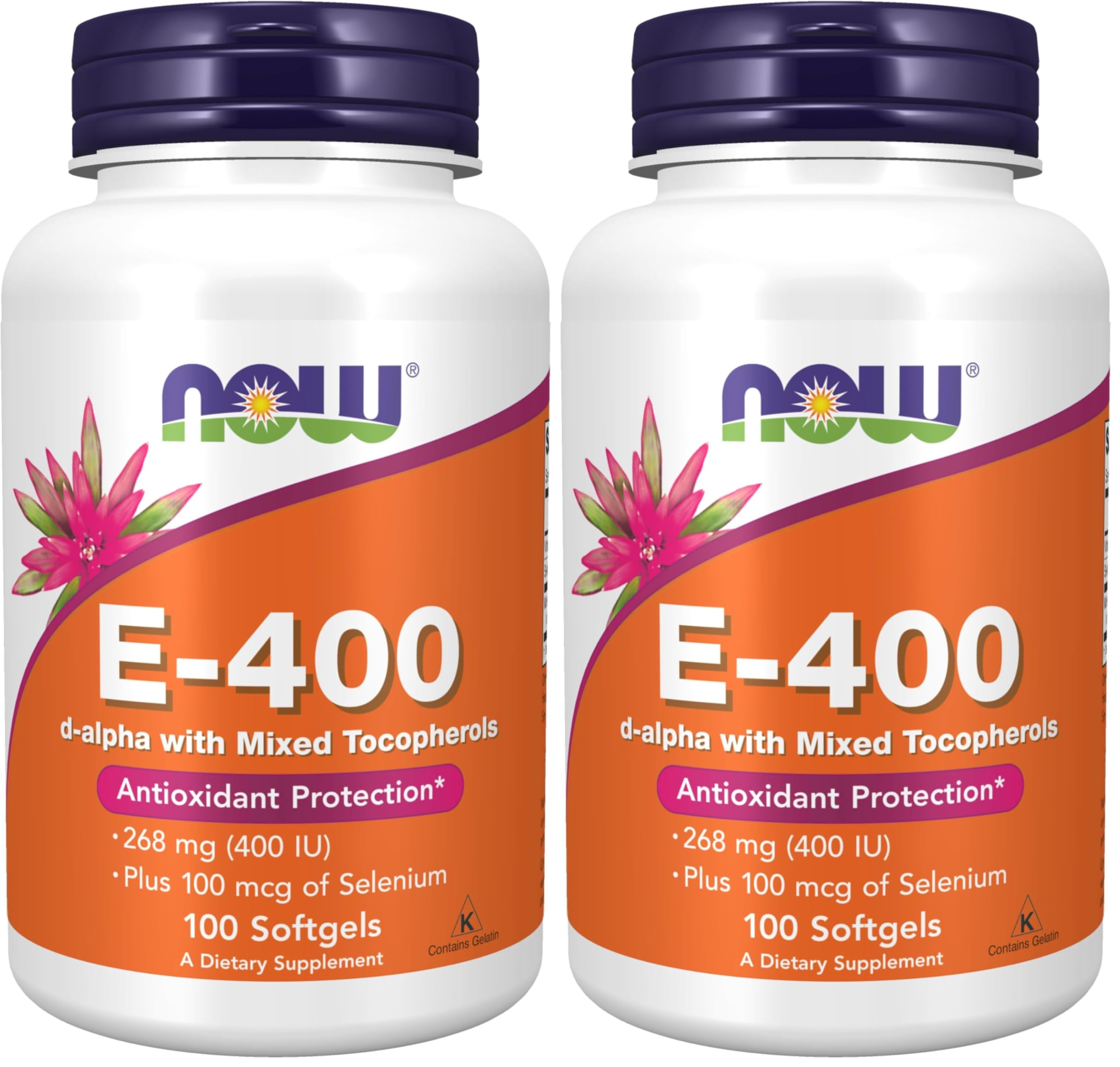 Now Supplements, Vitamin E-400 IU, Mixed Tocopherols, Antioxidant Protection*, 100 Softgels, (Pack of 2) 100 Count (Pack of 2)