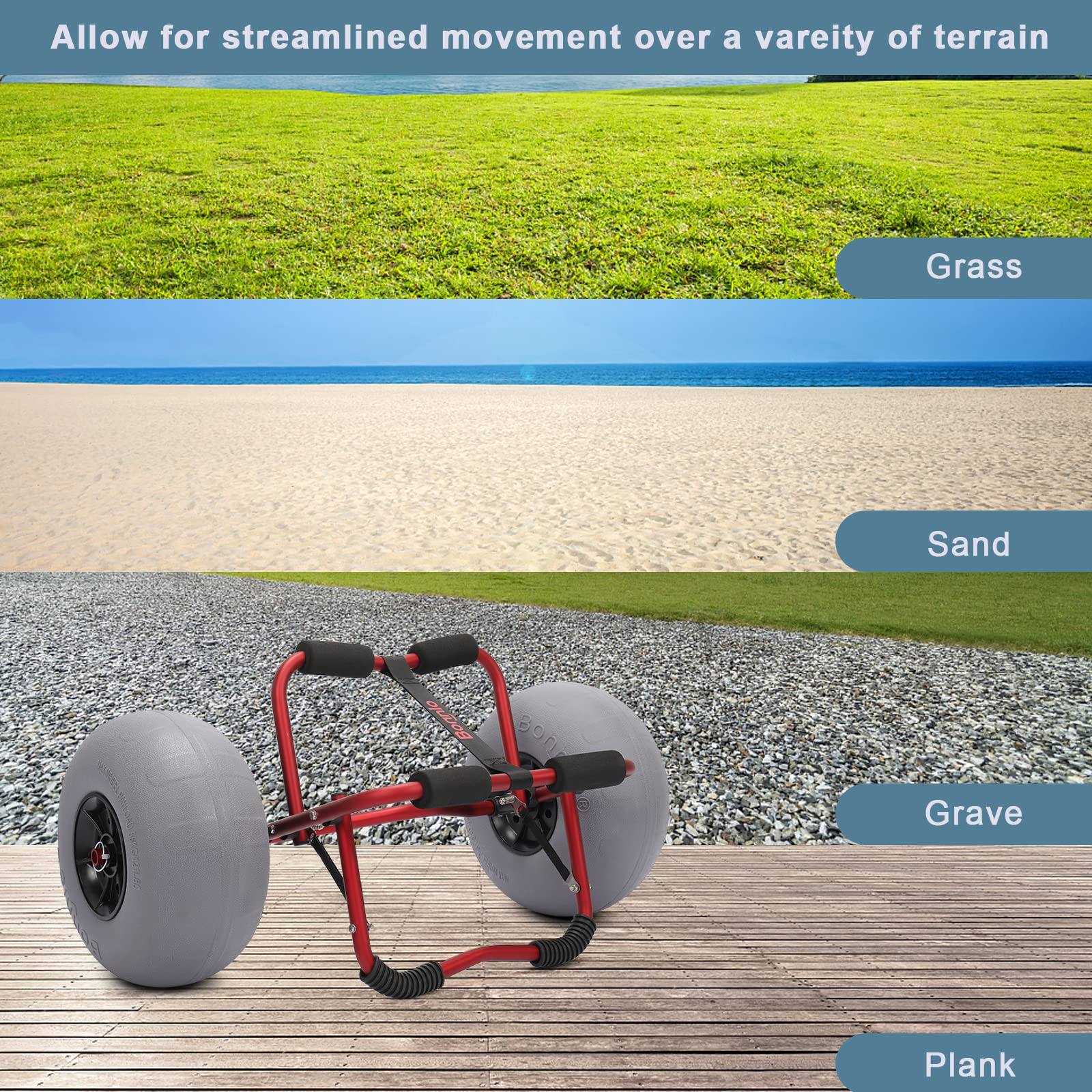 Buy Bonnlo Kayak Beach Cart with Balloon Wheels Canoe Dolly Foldable