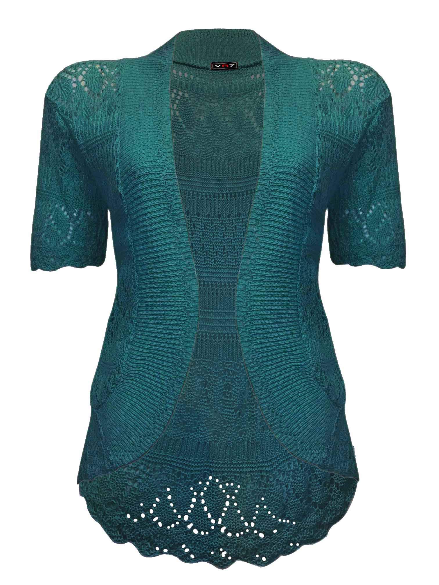 Vr7 Women's Teal Bolero Cardigans For Shrugs Light Weight Short Sleeves Knitted Shrug Crochet Lace Cardigan Cotton Summer Kimono Jackets Uk Casual Cropped Bolero For Evening Dress