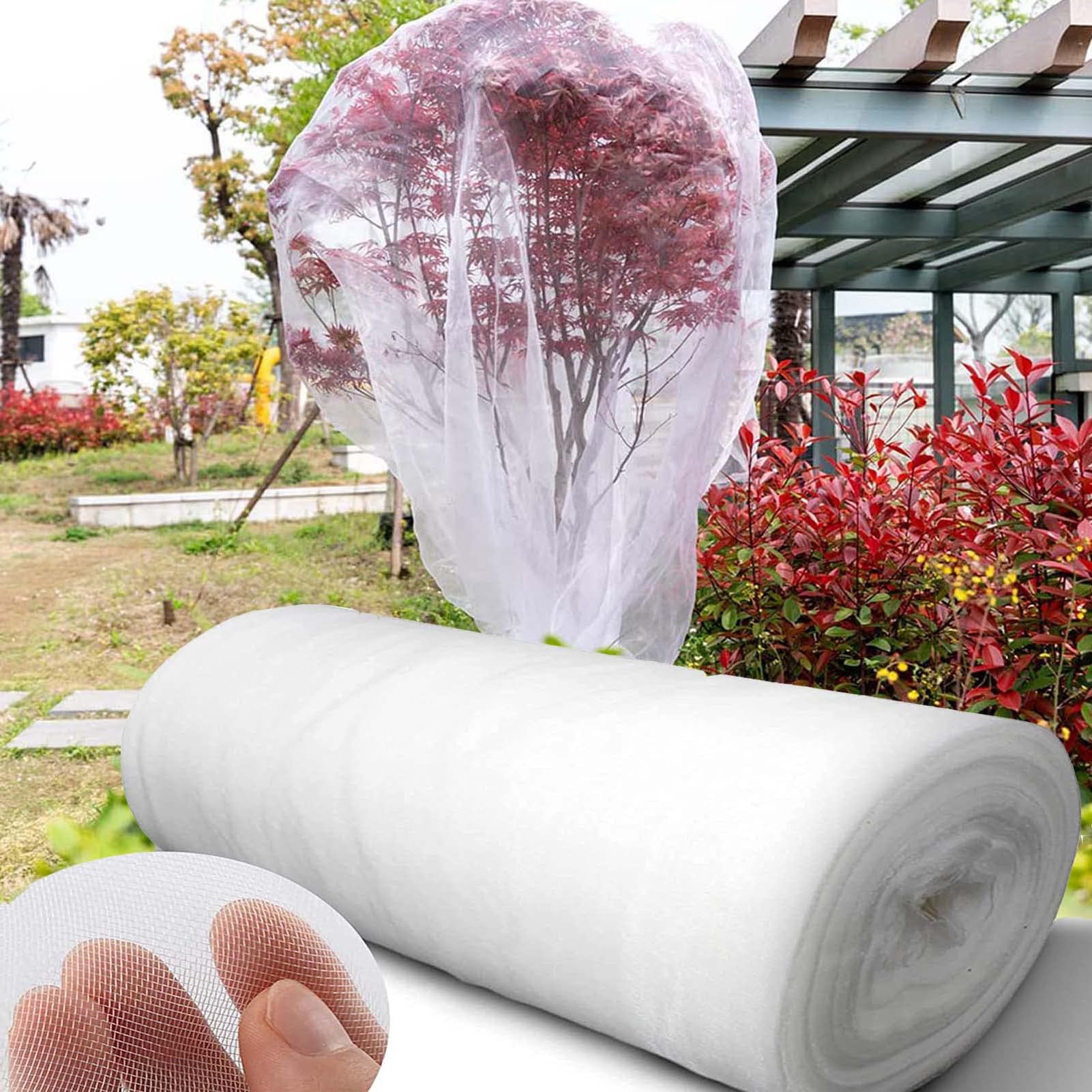 GAOXIAO Red Malla para Cubrir Árboles Frutales, Red de Malla con Cordón, Bolsas Protección para Arboles Frutales, para Plantas Vegetal, Verduras, Flores Red de Protección 80 Mesh 4x10m