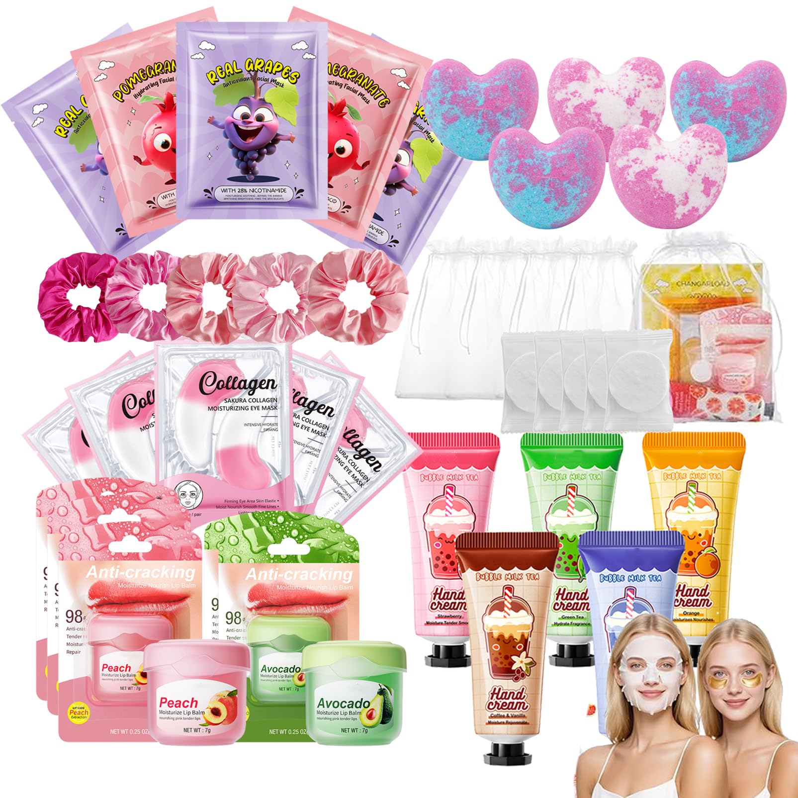 – Sleepover Kit,Sleepover Party Supplies For Girls,40pcs/5 Set Pamper SPA Party Supplies With Facial Masks Skincare,Eye Patches Hand Cream,Lip Balm,Foot Bath Bombs,Gift for Sleepovers and Birthdays