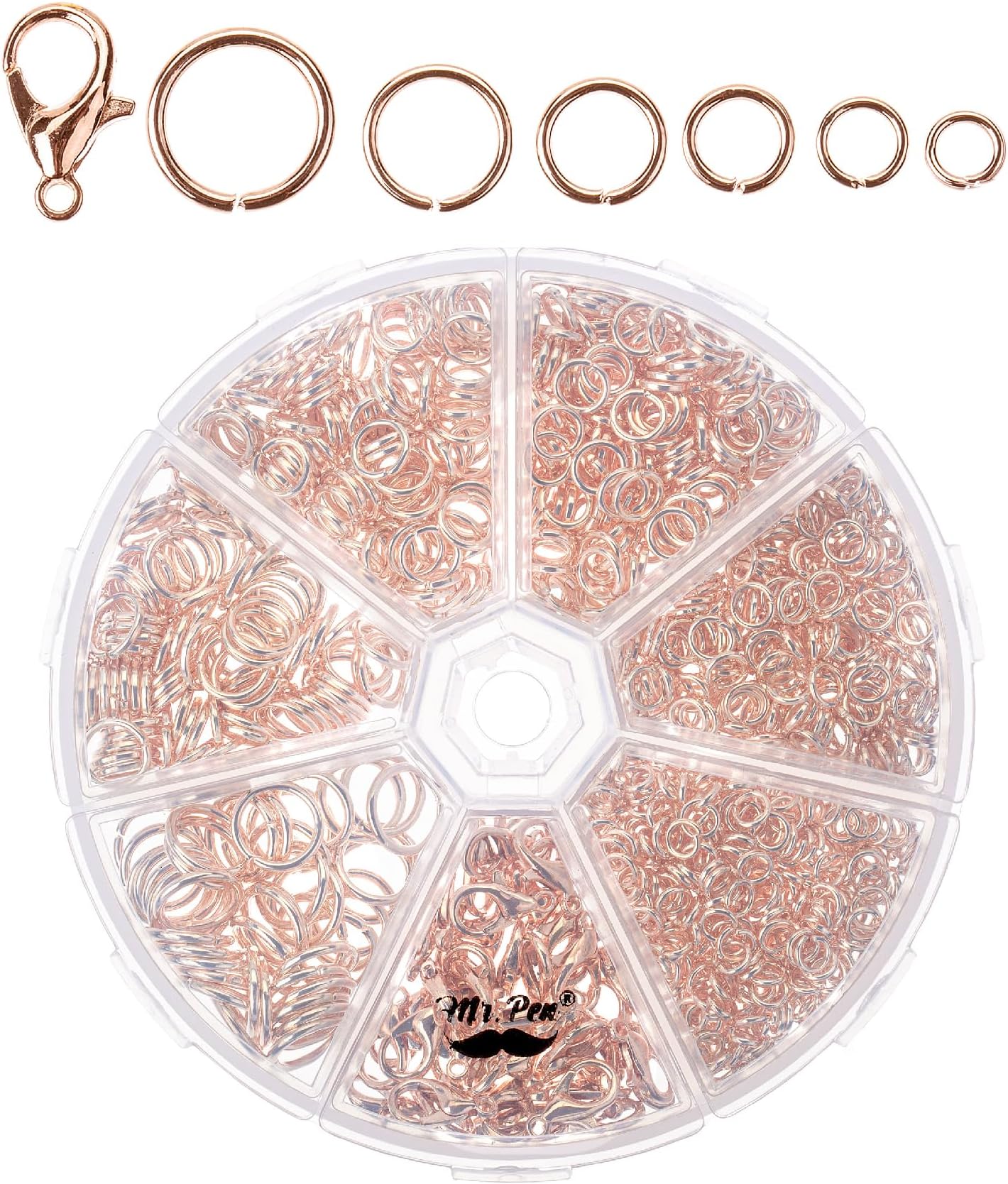 Mr. Pen Open Jump Rings - Champagne, 1014 Pcs, 6 Sizes for Jewelry Making