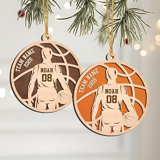 NAZENTI Custom Basketball Christmas Ornament, Personalized Basketball Player Ornament, Basketballs Team Gift Keepsake, for Basketballs Lovers