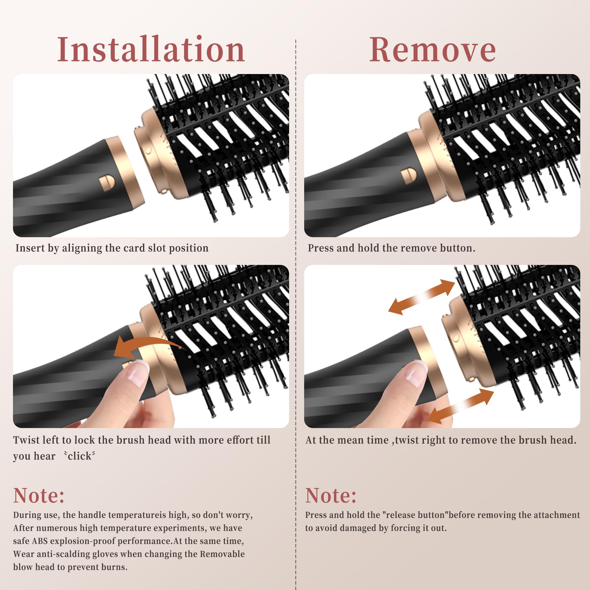 Airbrush 6 en 1OKWRAP Air Styler 6 en 1 Sèche-Cheveux, Brosse Soufflante Hair Styler Avec 6 Accessoires, Seche Cheveux, Fer a Boucler, Brosse Soufflante, Pour Sécher, Lisser