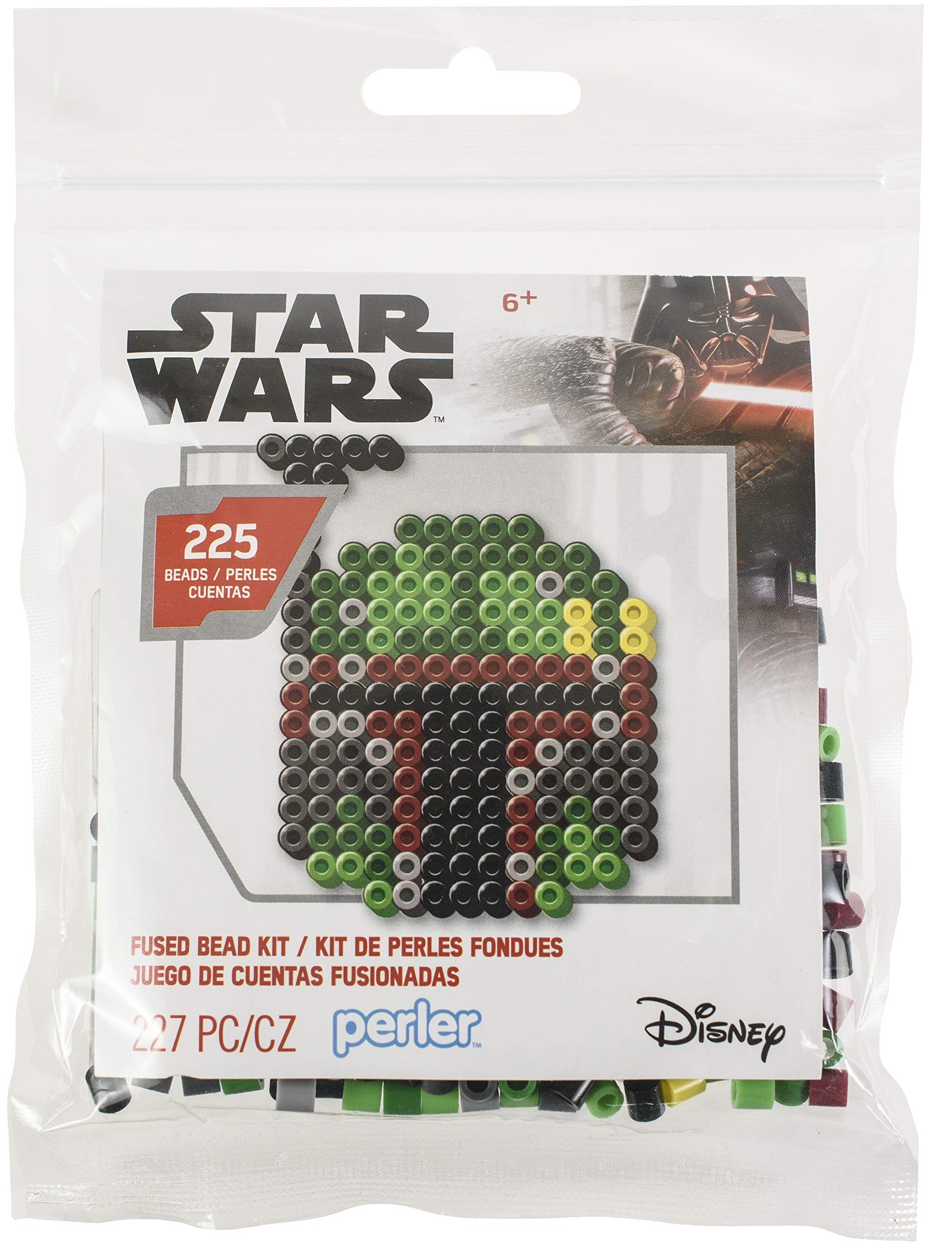 Perler 225pc Star Wars Boba Fett Craft Bead Kit - Green, White Round Plastic Beads