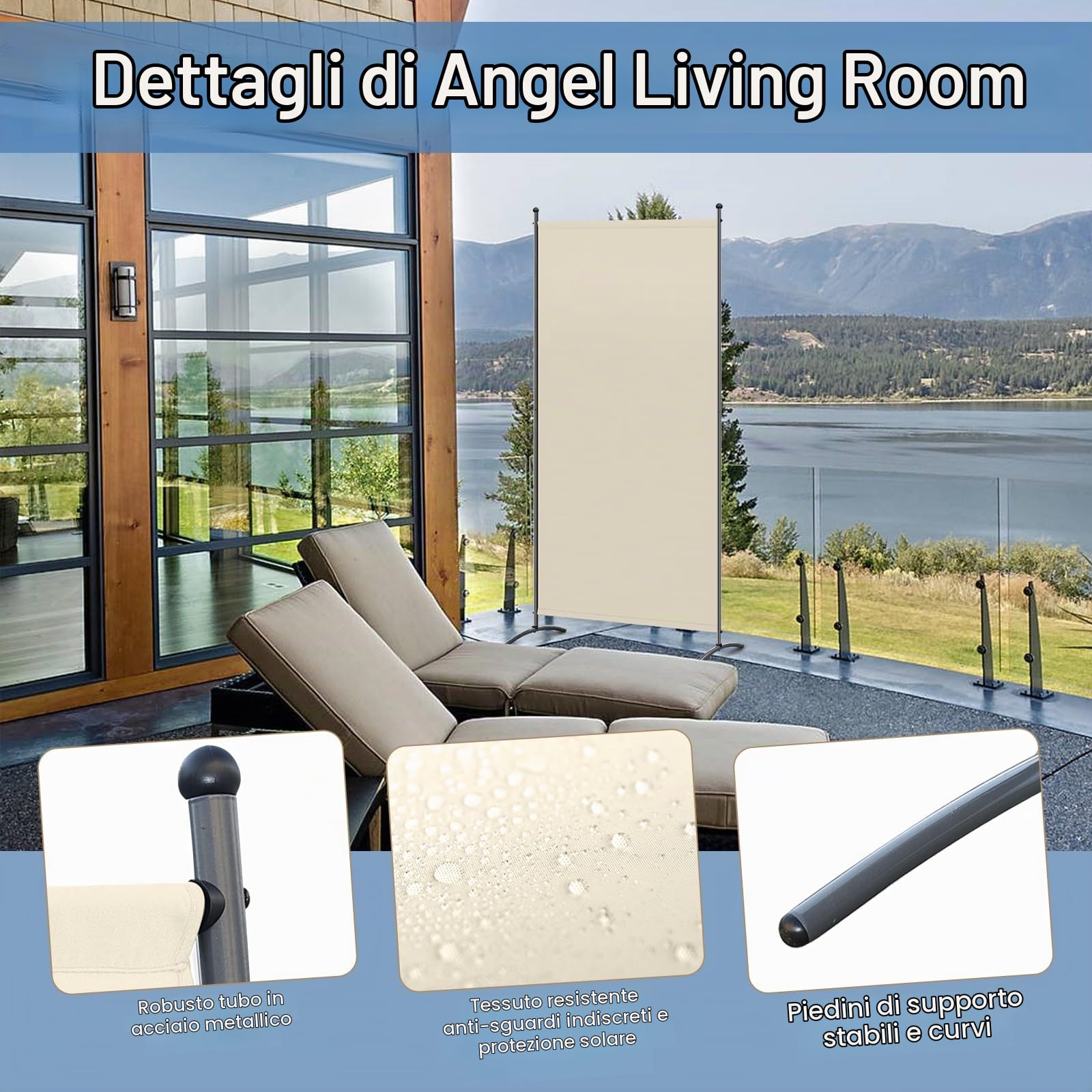 Angel Living Paraventi a 1 Pannelli, Elegante Decorazione, Divisorio Pieghevole, Divisorio, 80X180 cm (Beige)