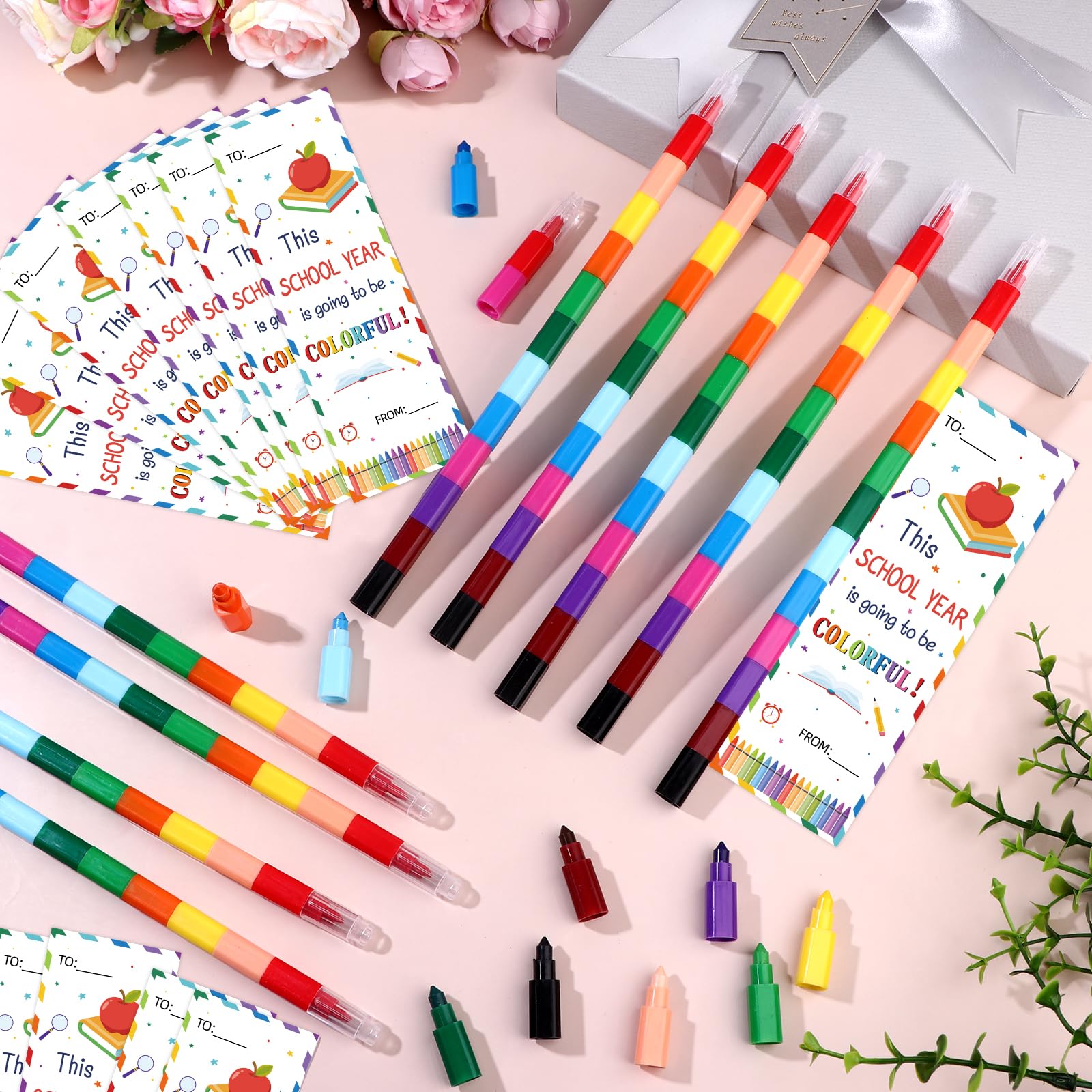 YXSJAS 36 Sets Rainbow Swap Point Crayons for Kids&Adults,12 Assorted Colour Twistable Crayon,Non Toxic Durable&Child-Friendly Rainbow Pencil Back to School Stacking Crayons for Party Favour&Filler - Image 4