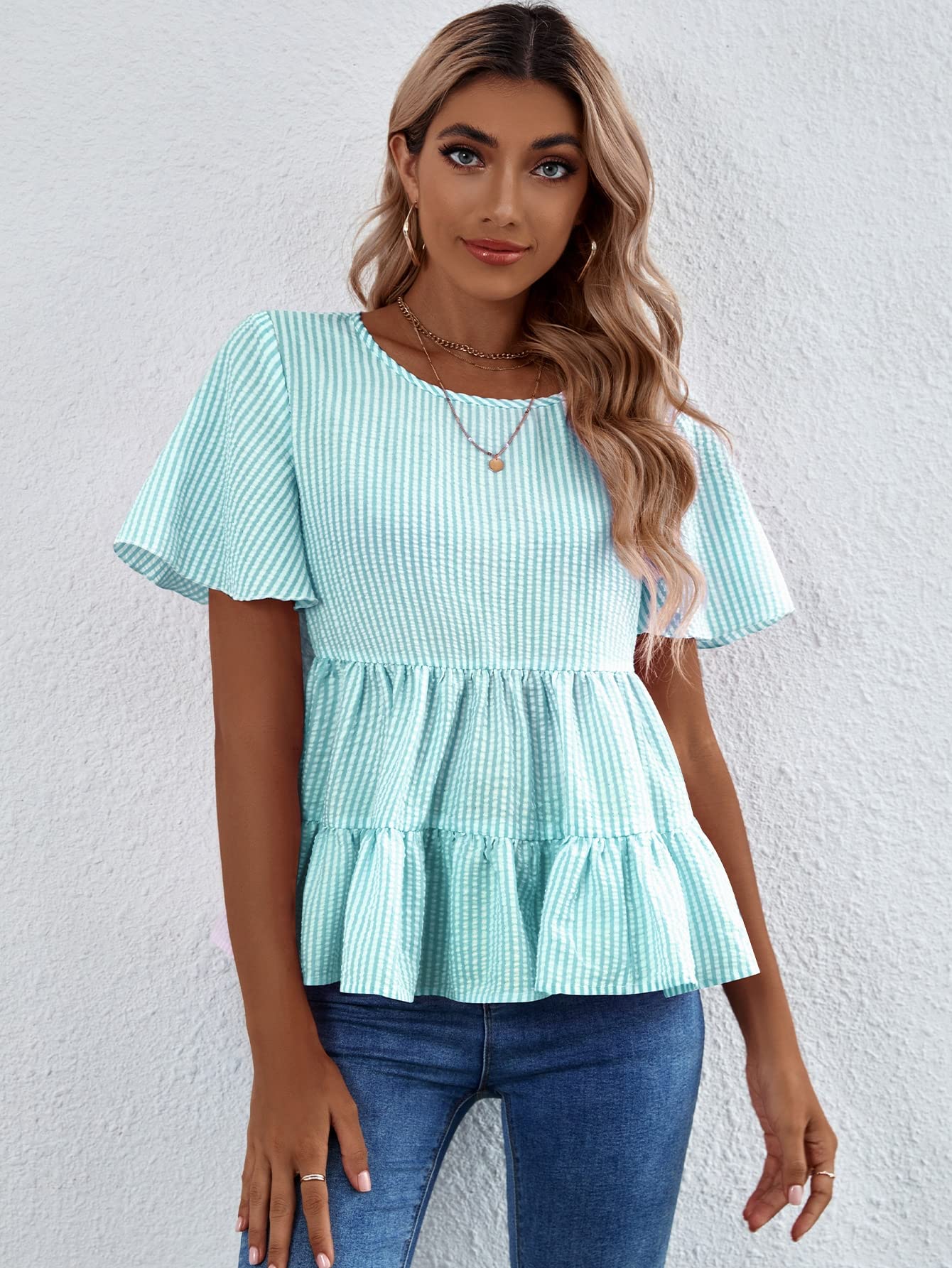 Blouse de travail légère manches courtes bleu menthe XS pour le quotidien