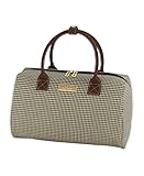 Women Satchel Carry-On Luggage, Olive Houndstooth, 16 inch