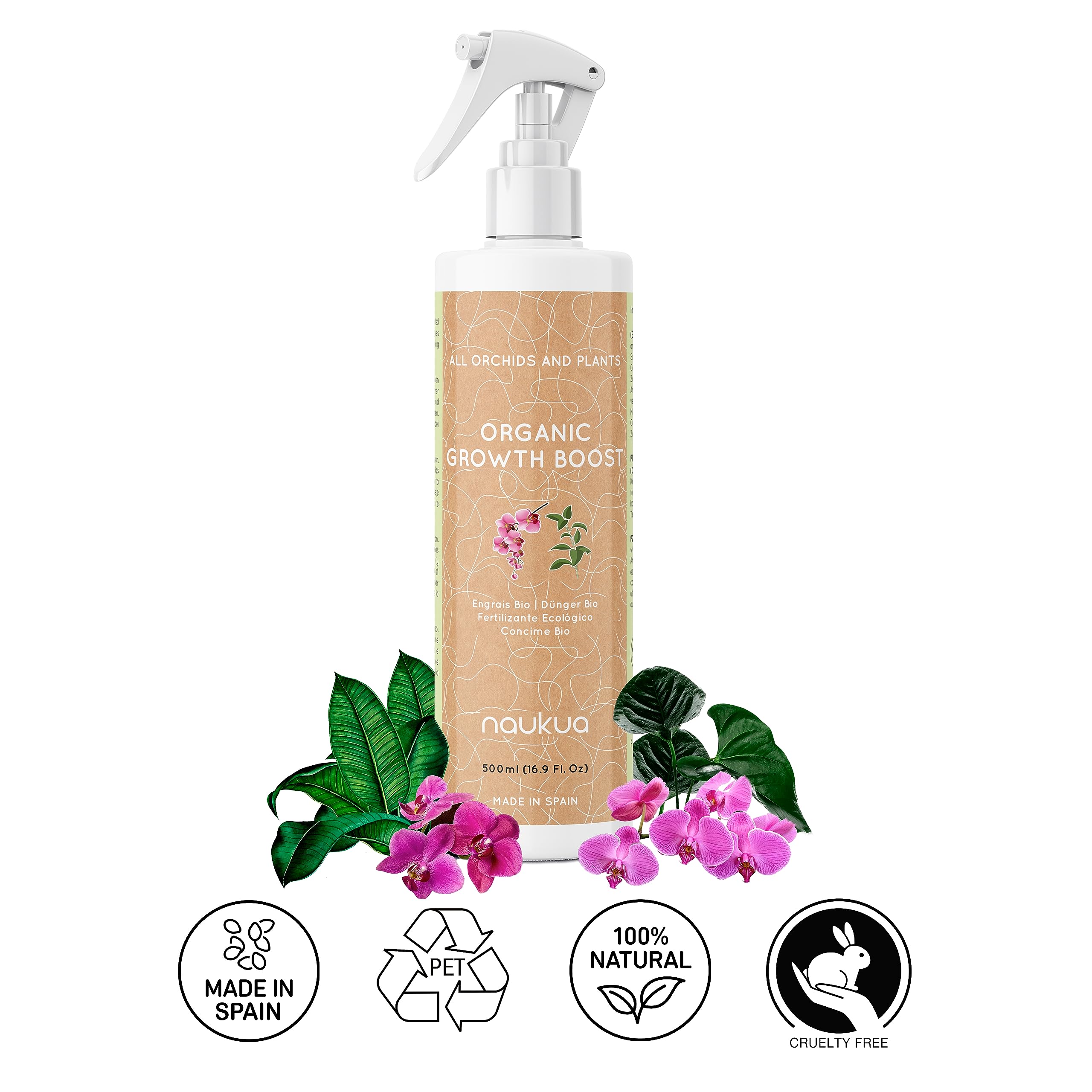 naukua 500ml Bio Orchideendnger - Revitalisierend und Verlngert die  Bltezeit der Orchidee - 100% Natrlicher, ungiftiger FlssigDnger &  Wachstumsfrderer - Innen & Auen - Gebrauchsfertiges Spray : Amazon.de:  Garten