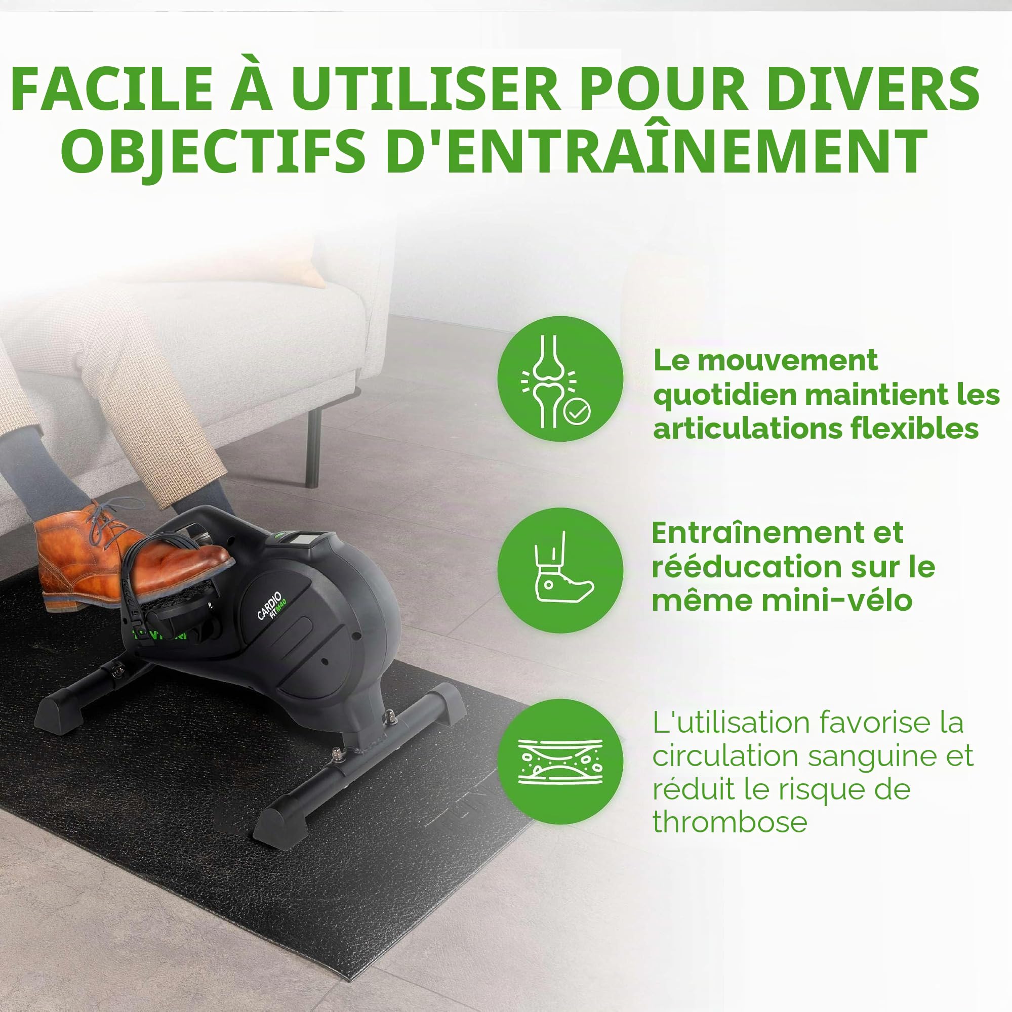 Tunturi Cardio Fit M40 Mini Vélo d'appartement entraînement des jambes et des bras résistance réglable écran LCD