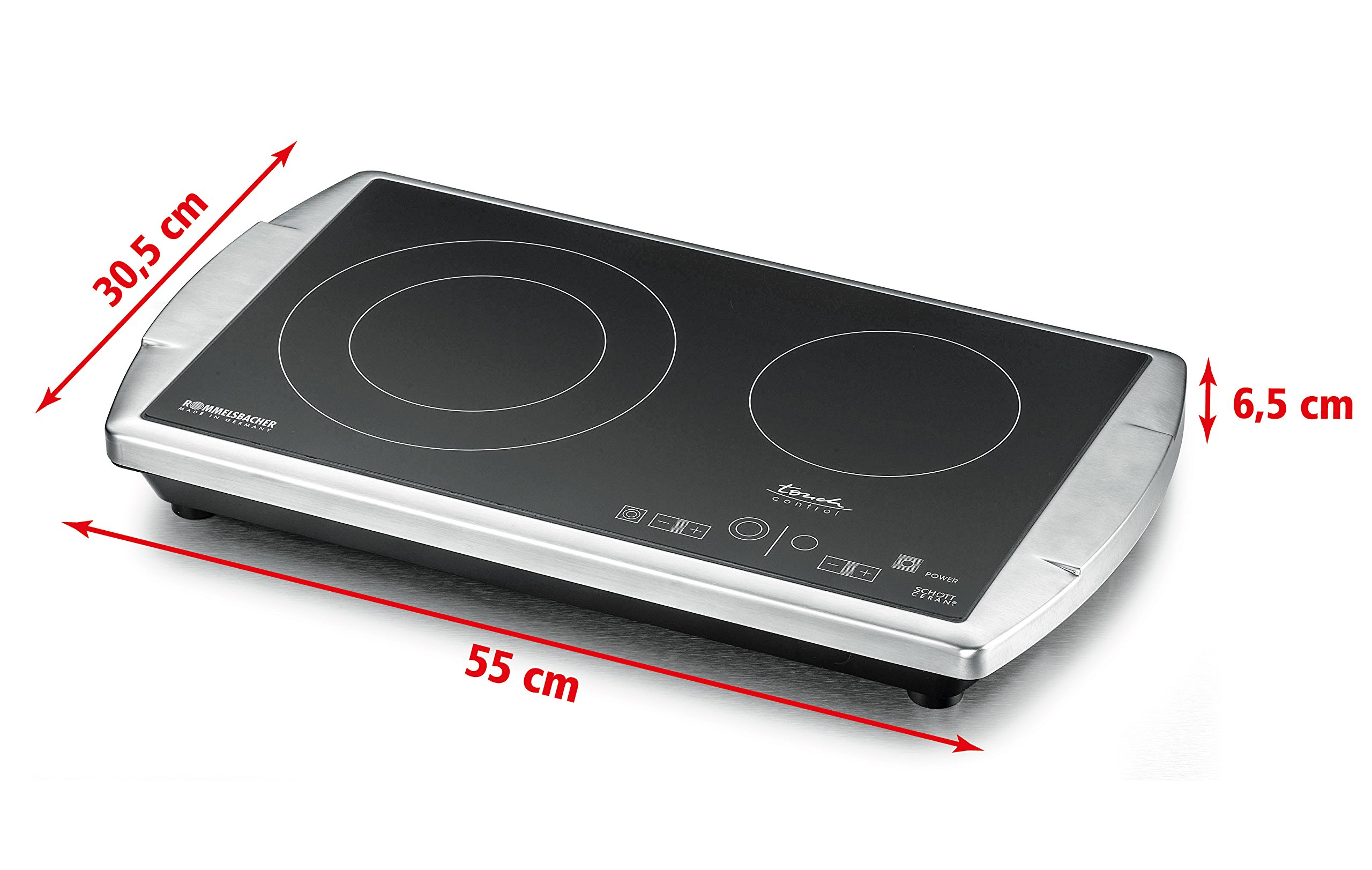 Rommelsbacher CT 3403/TC Blat Ceramiczny Czarny, Stal nierdzewna Płyta kuchenna (stół, Ceramika, Szkło ceramiczne, Czarny, Stal nierdzewna, 1200 W, 2200 W)