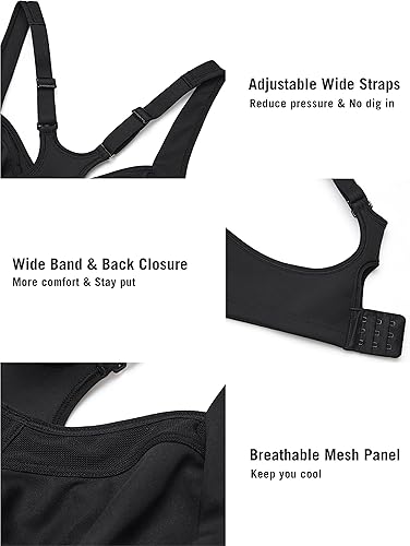 Miniatura 5 de SYROKAN High Impact Sports Bras for Women High Support Unlined Underwire Racerback No Uniboob Workout Bra