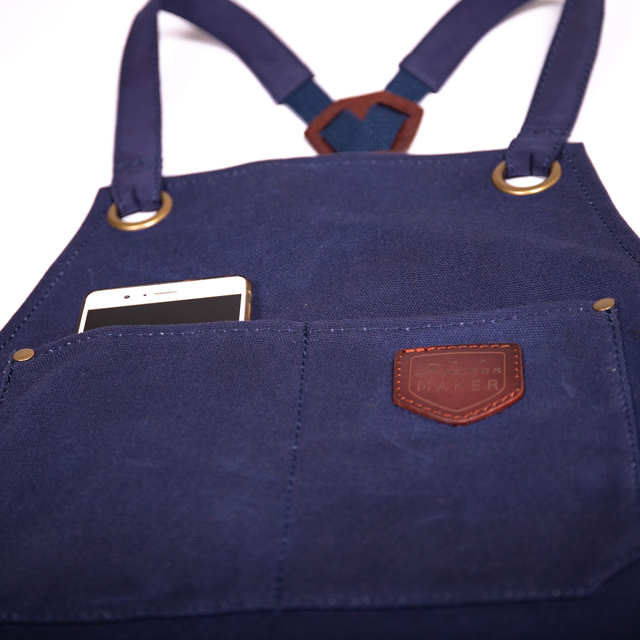 Alaskan MAKER Schürze für Damen und Herren aus beschichtetem Segeltuch, Nr. 515, zum Basteln, Küche, Gartenarbeit und Grillen, mit Kreuzgurten, Universalgröße
