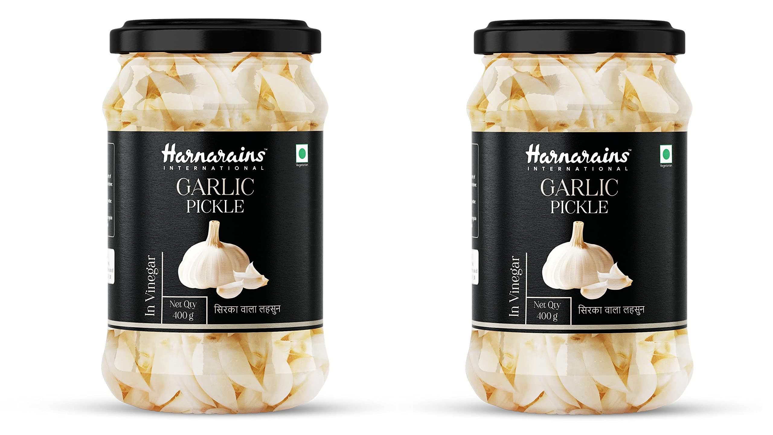 Harnarains Garlic Pickle in Vinegar (Sirka Wala Lahsun), Peeled Garlic Cloves in Brine (Raw Garlic in Brine) (Oil Free Garlic Pickle without Oil) (Pickled Garlic in Vinegar, Garlic in Brine) Pack of 2 (400g each) (B0BN46F69S) Amazon Price History, Amazon Price Tracker