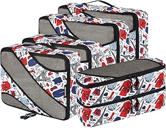 BAGAIL 6 Set Packing Cubes,Travel Luggage Packing Organizers(6Set Paris Mode)