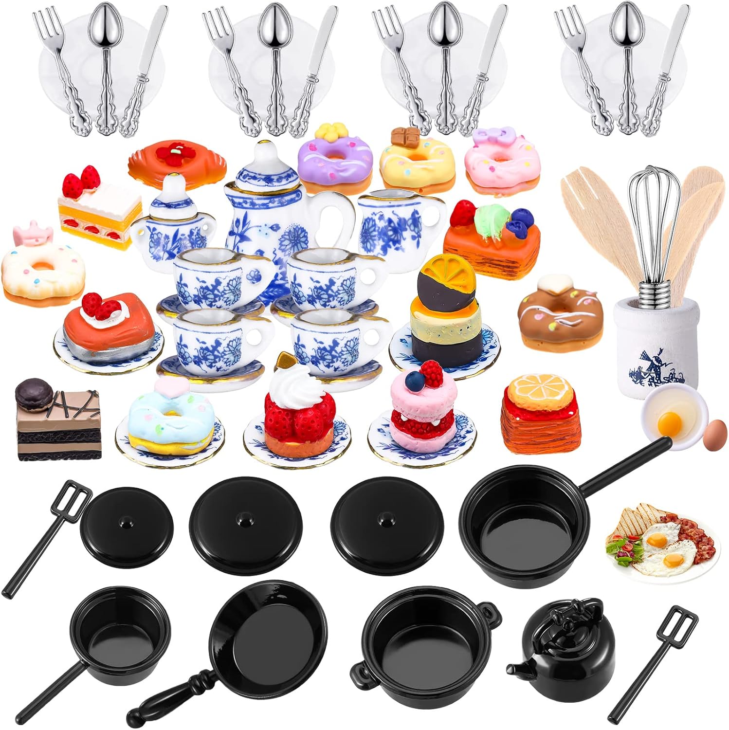 62 Pcs 1 to 12 Miniature Dollhouse Kitchen Accessories Miniature Tea Cup Pots Resin Cake Set Include 16 Mini Plates Knife Fork Spoon 6 Egg Beater Utensil 10 Mini Stovetop Cookware 15 Pretend Cake Food 62 Pcs 1 to 12 Miniature Dollhouse Kitchen Accessories Miniature Tea Cup Pots Resin Cake Set Include 16 Mini Plates Knife Fork Spoon 6 Egg Beater Utensil 10 Mini Stovetop Cookware 15 Pretend Cake Food