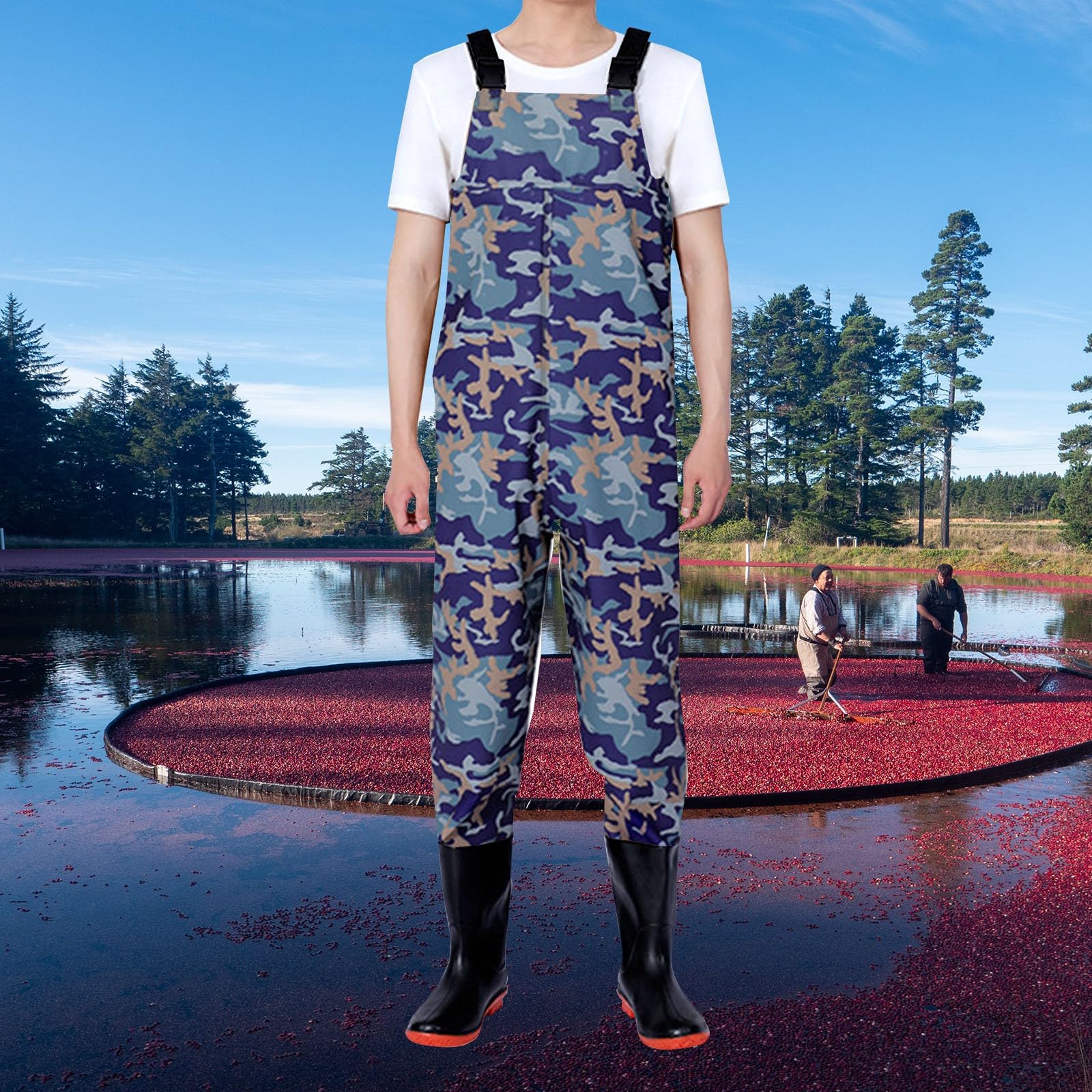 Trampolieri da pesca da uomo - Trampolieri da caccia con stivali trampolieri per uomo stivali da pesca pantaloni da pesca con bretelle trampolieri traspiranti per pesca giardinaggio caccia trampolieri
