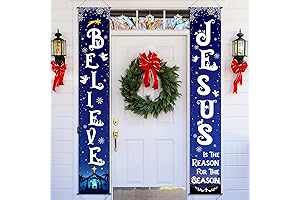 Christmas Front Porch Banners Religious Nativity Scene Sign Decoration