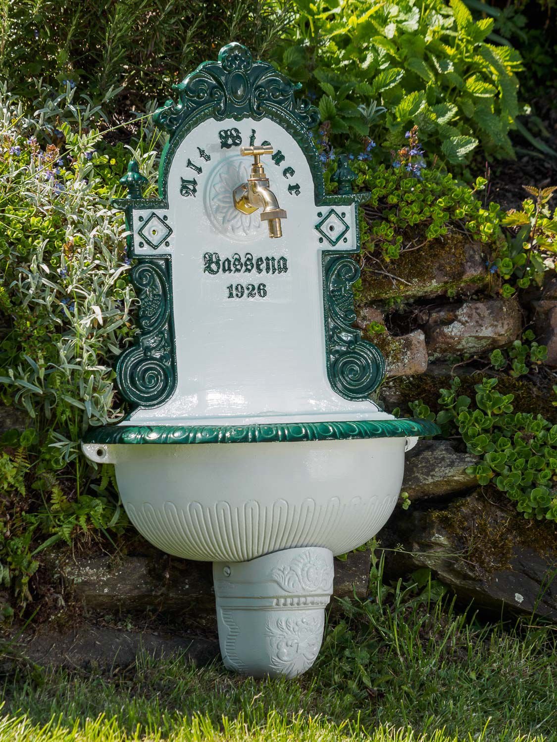 aubaho Lavandino Fontana Alluminio fontane a Muro 72 Centimetri in nostalgico Fontana