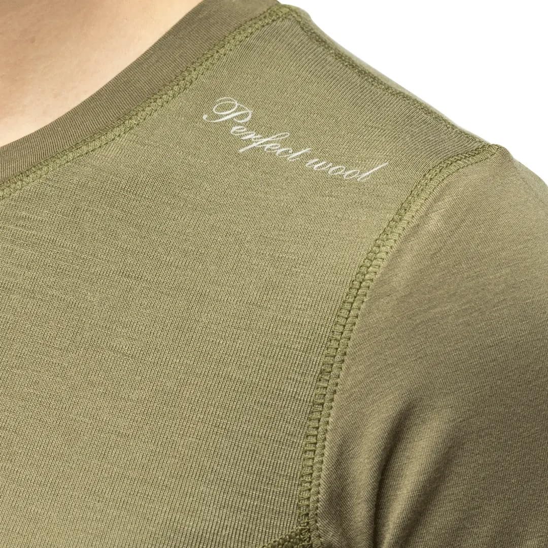 T-Shirt a Maniche Lunghe Merino | Abbigliamento Termico | Eco Fibre di bambù | T-Shirt a Maniche Lunghe in Lana Merino (DE/NL/SE/PL, Alphanumeric, S, Regular, Regular, Khaki)