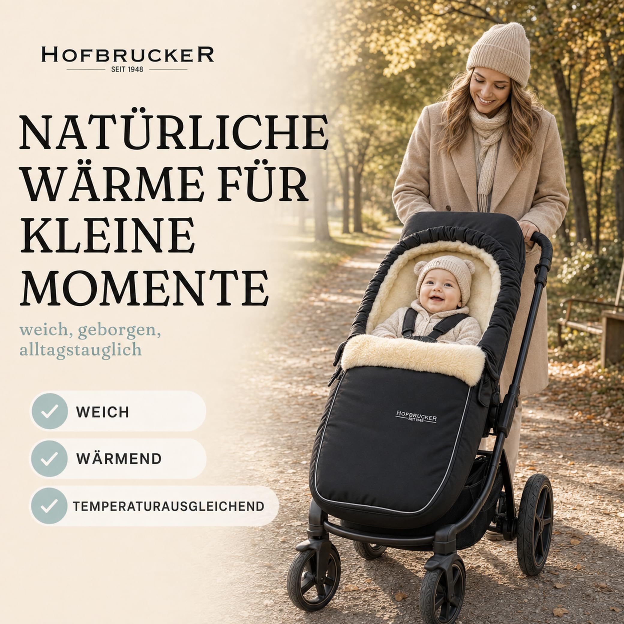 Hofbrucker Alaska - Coprigambe in pelliccia d'agnello per passeggino