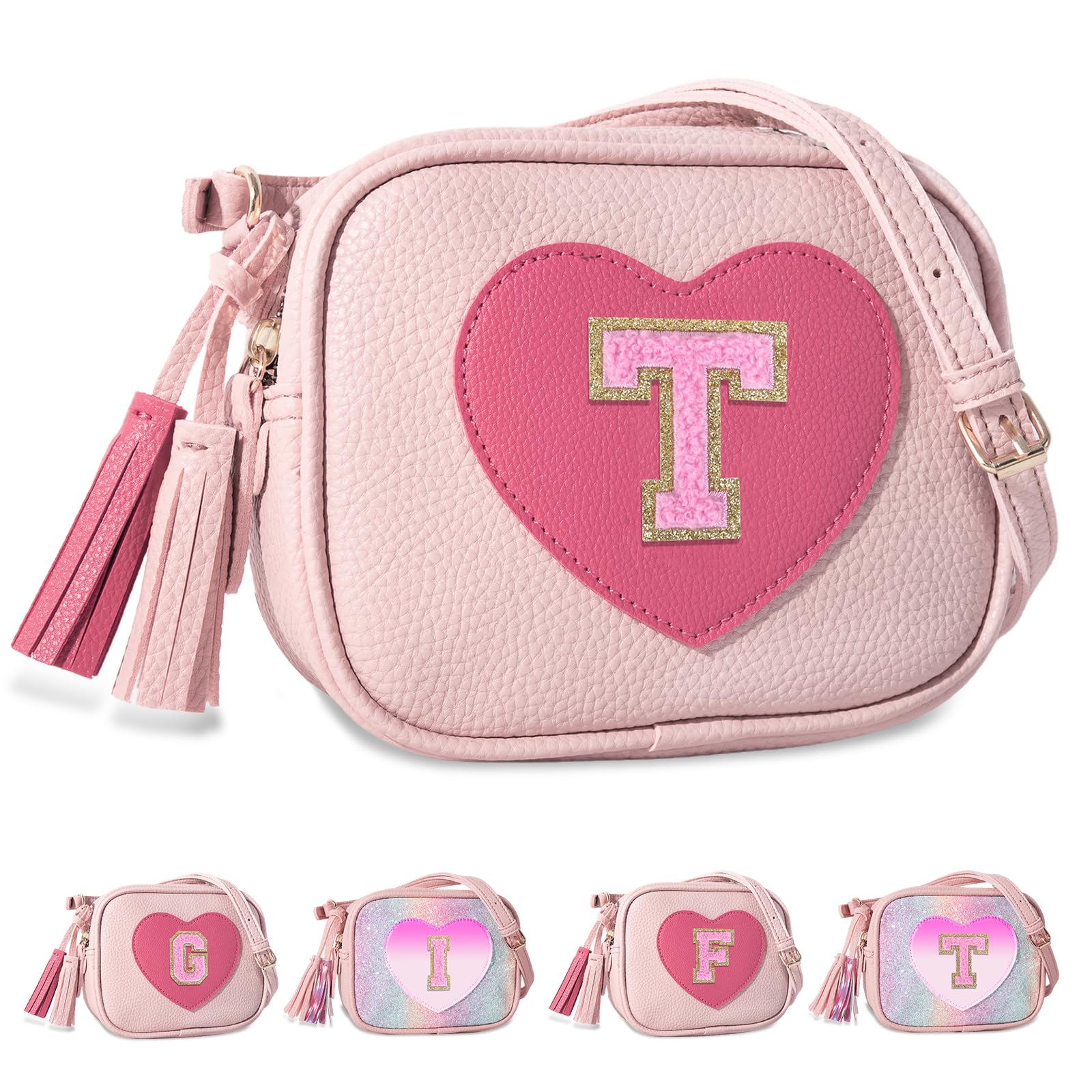 UIXIZQ Personalized Toddler Purse for Girls 2–10, Cute Little Girl Purse &amp; Kids Wallet, Small Initial Shoulder Crossbody Bag, Birthday &amp; Christmas Gift for Daughter(Pink,T)
