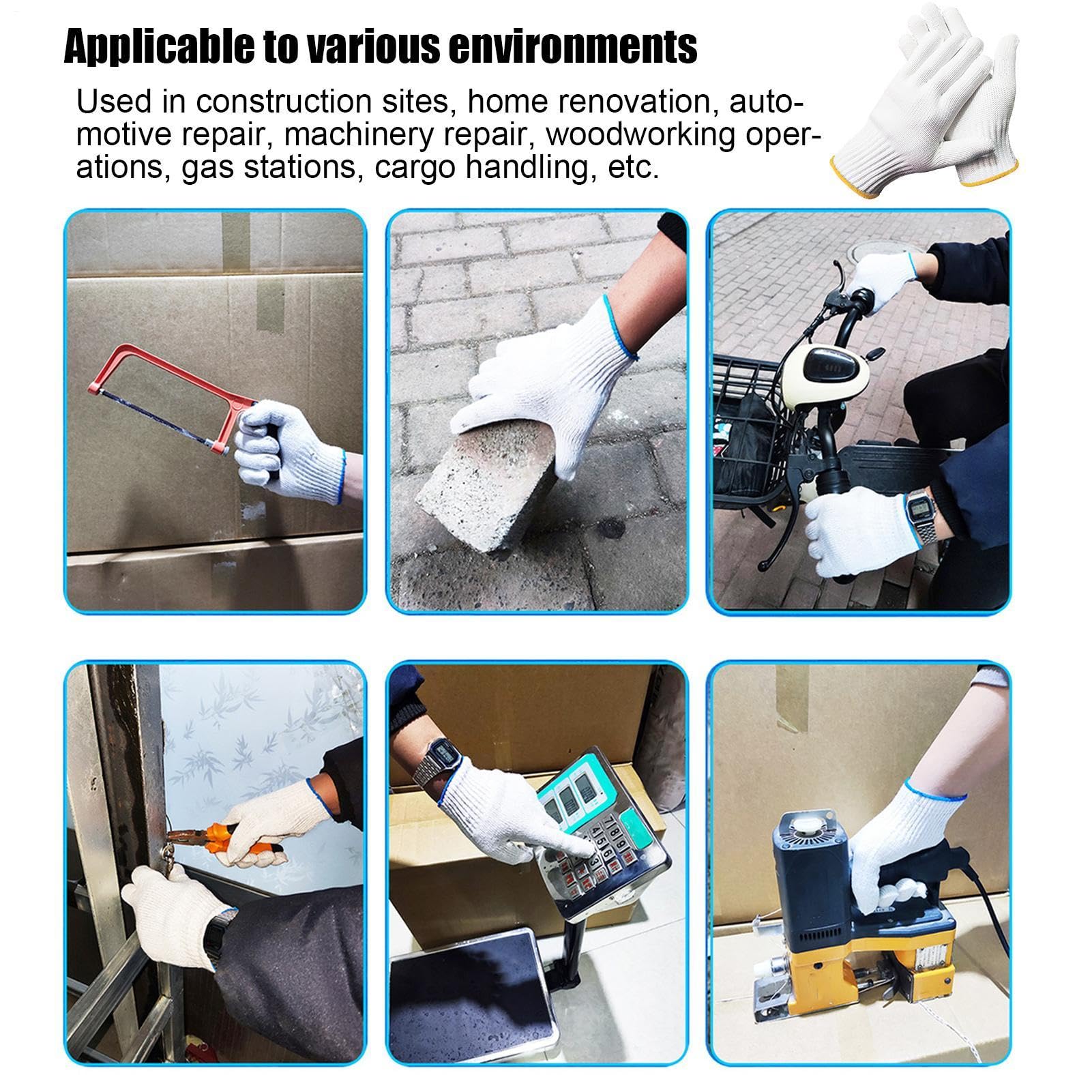 Gants de travail 10 paires de mitaines respirantes construction