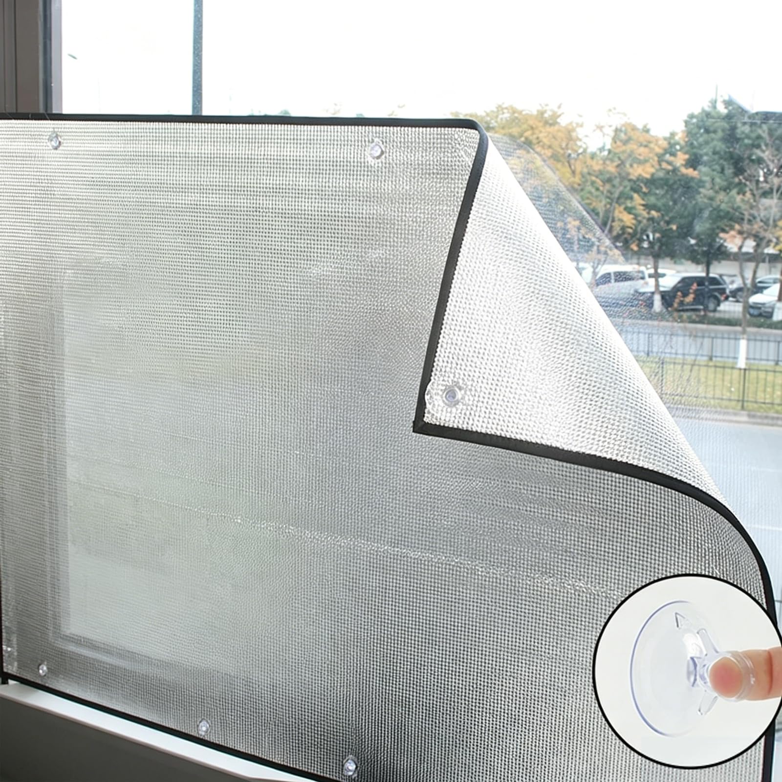 Thermal Insulation Reflective Window Film,9mm Aluminum Foil Insulation Foil,Sun Blocking Heat Control Anti UV Privacy Window Film,Suction Cup Glass Tint,for Home,Office,Bathroom (80x140cm)