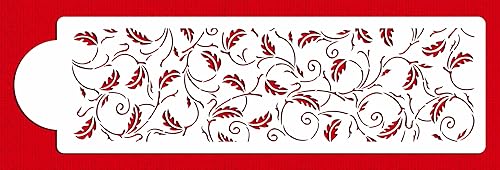 Designer Stencils Plantilla de pastel de hoja de roble lateral (4 pulgadas), beigesemitransparente